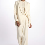 Pantalone con pinces misto lino IO115176 WH014 ivy oak