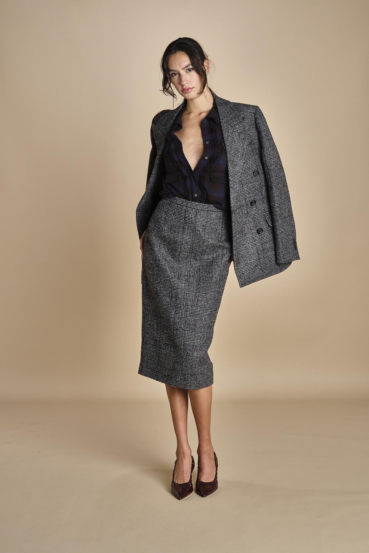 L062 blazer over gessato L031-3092-Q911 NERO_BIANCO n21