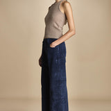 pantalone in veluto cropped ZELDA NAVYBLUE true avenue