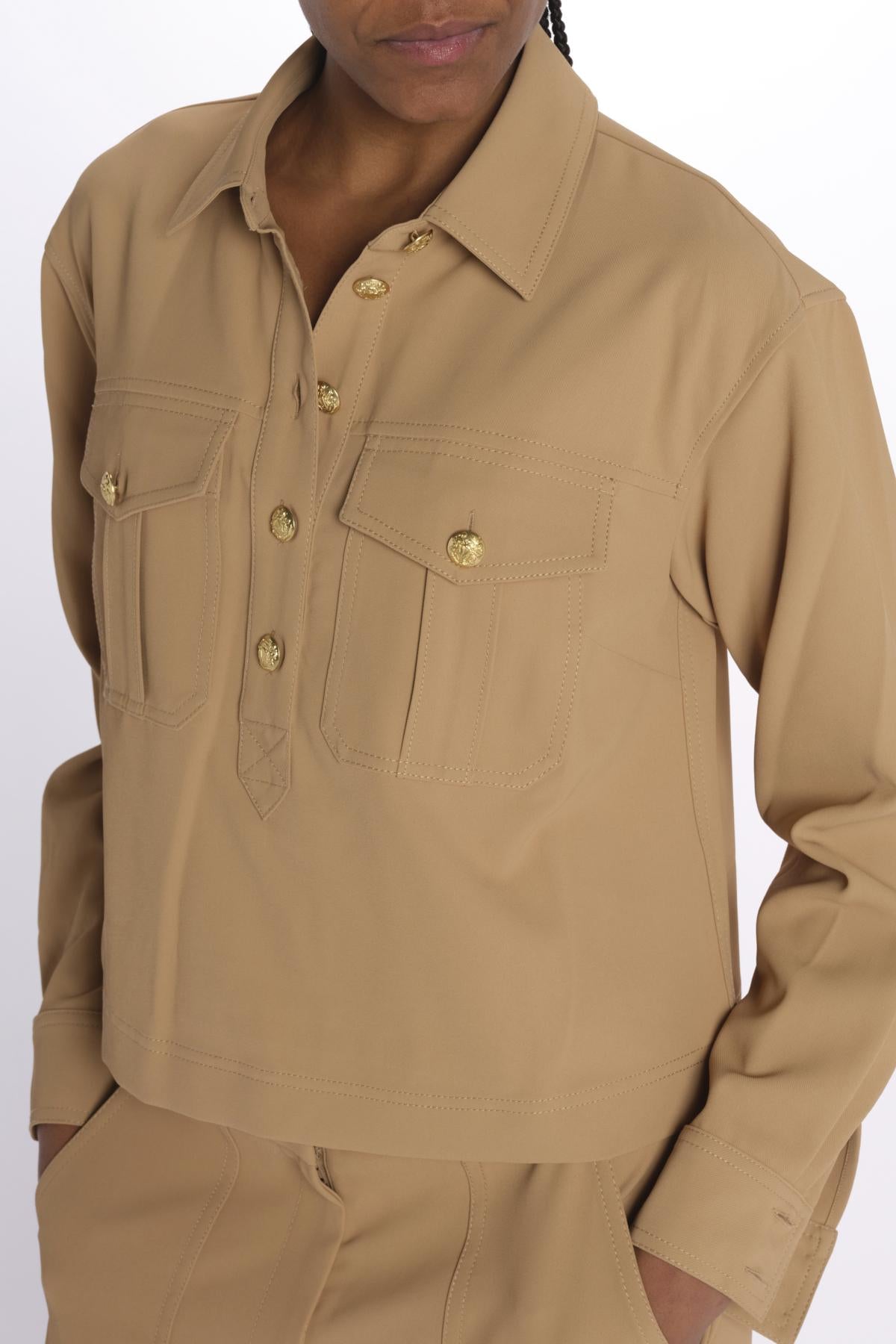 Camicia COLVIN bottoni oro CP3241142 KHAKI veronica beard