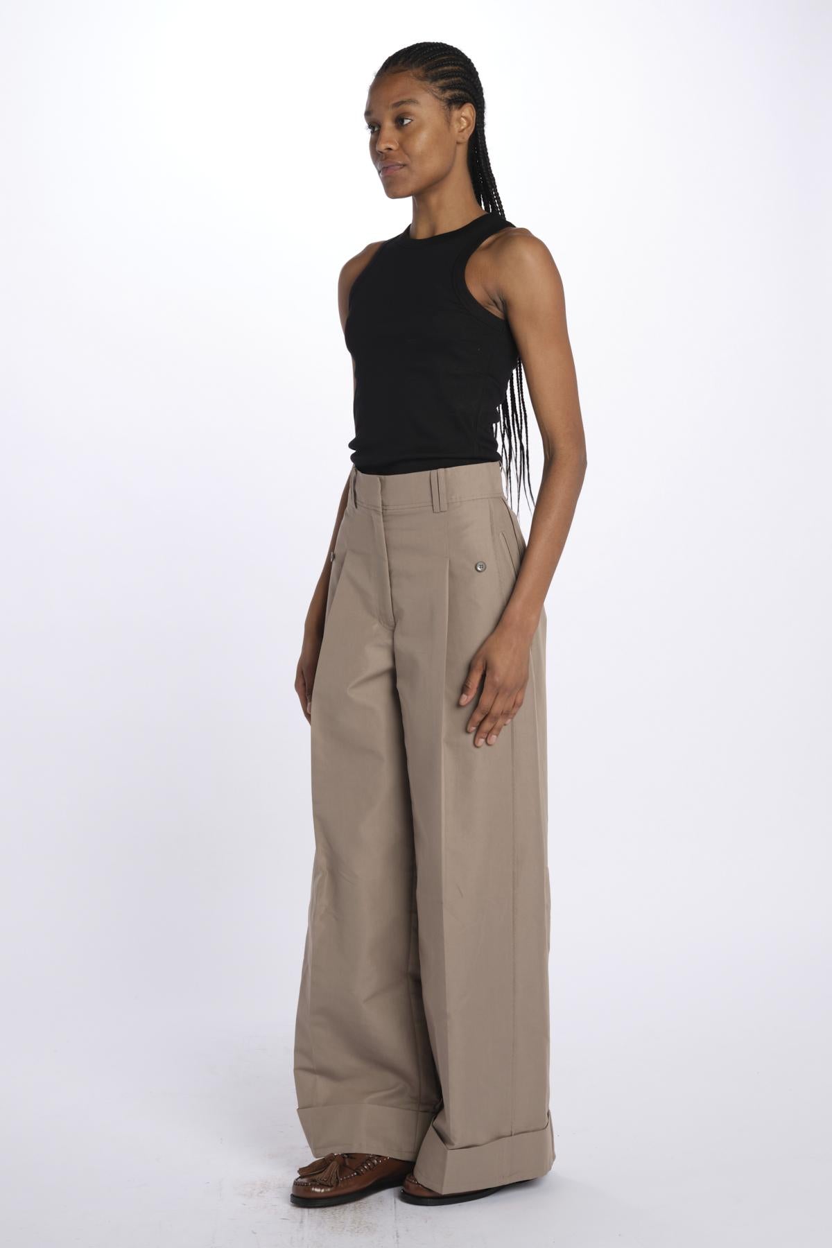 Pantalone HIGH WAIST pences con risvolto 51279LCO STONEGREY phillip lim