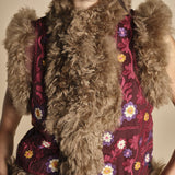 gilet ricamato con mongolia MAGYAR GILET BURGUNDY antik batik