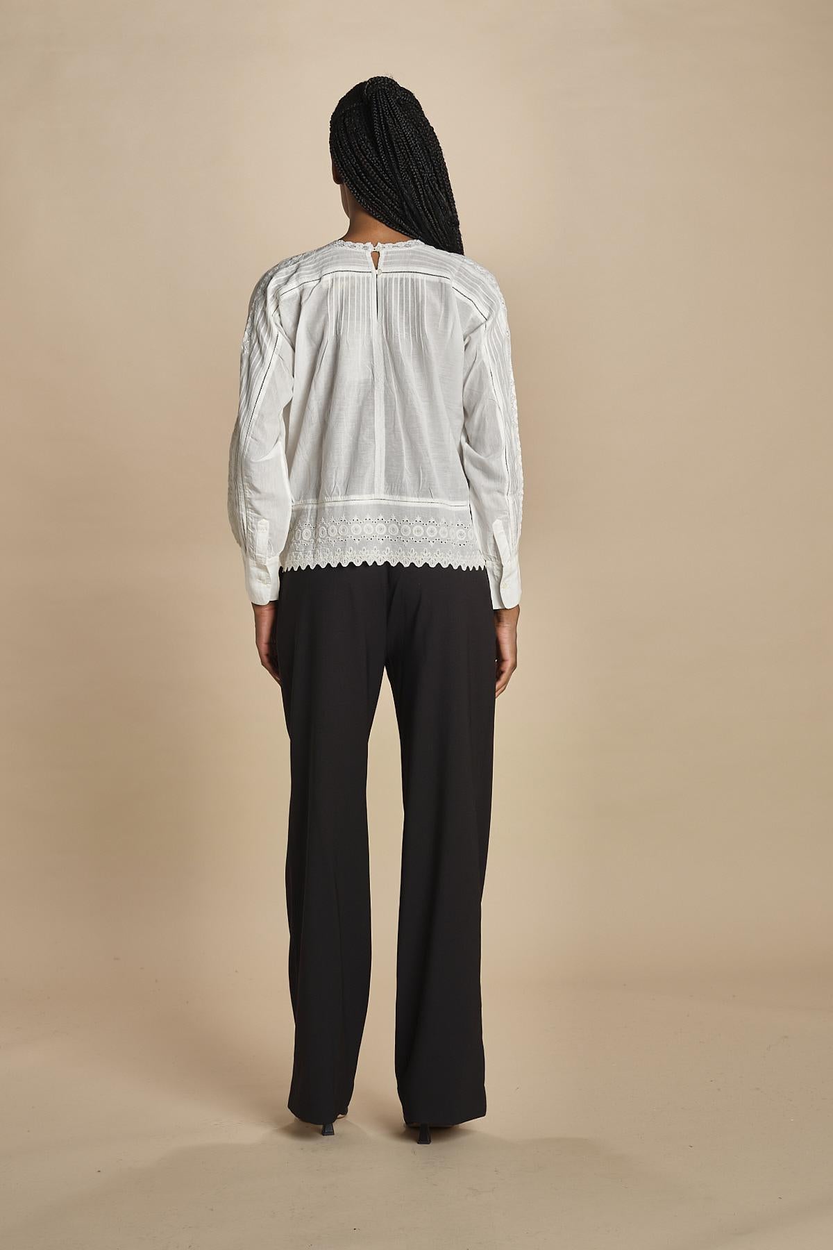 FLORITA camicia con nervature e ricami 2HVA27-V09831 BLANC vanessa bruno