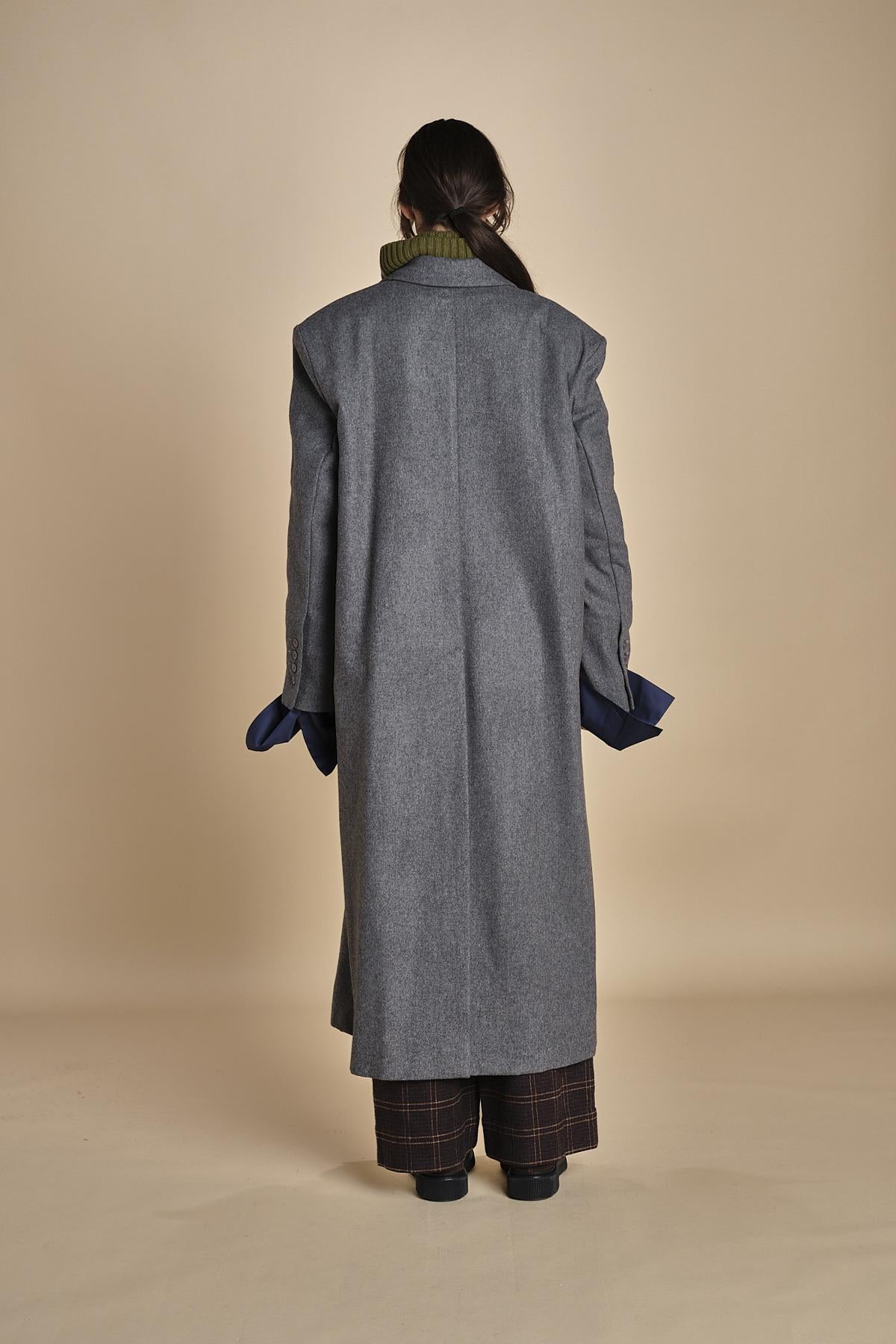 OLLY COAT cappotto doppiopetto in flanella over MJD517_A60003 1002 GREY jejia