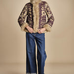 giacca ricamata con montone SANDORA JACKET CAMEL antik batik