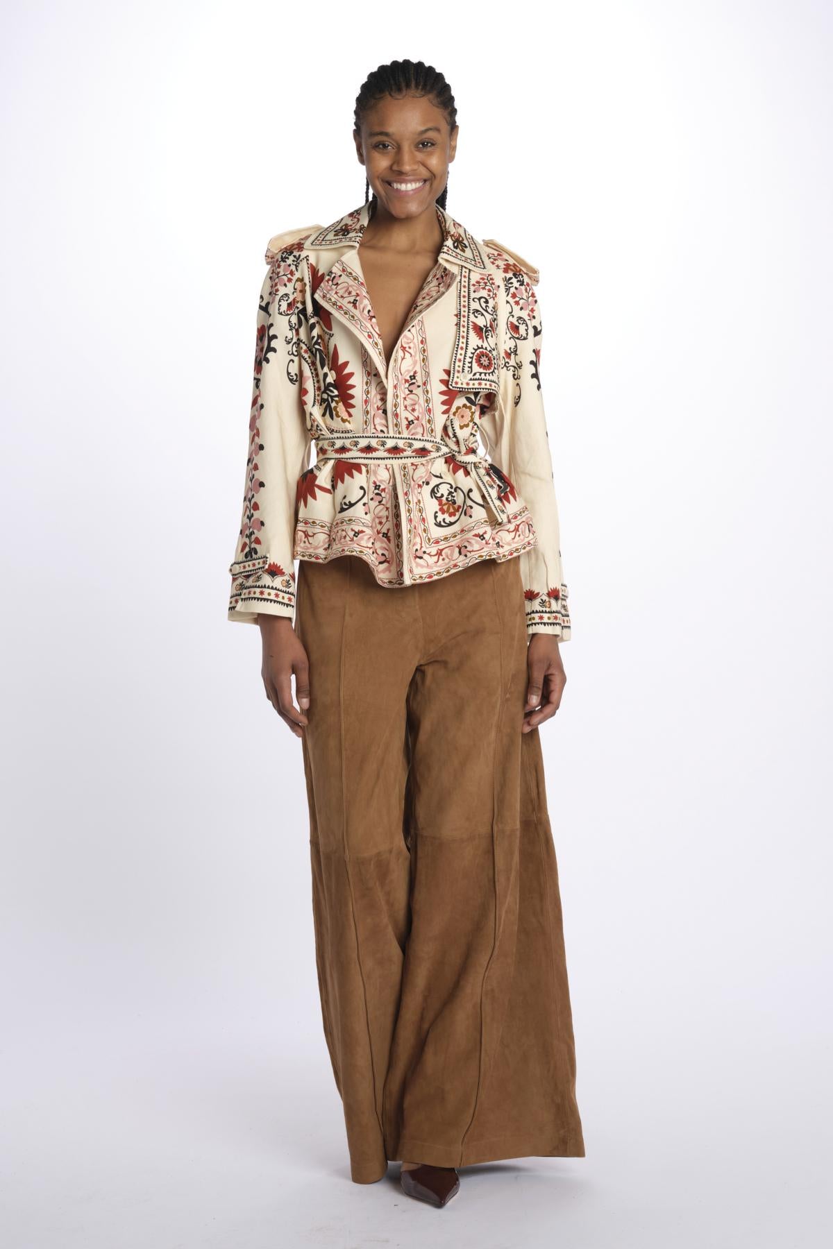Giacca CASHEW MANDALA trench stampa fiori 329708 CREAM farm rio