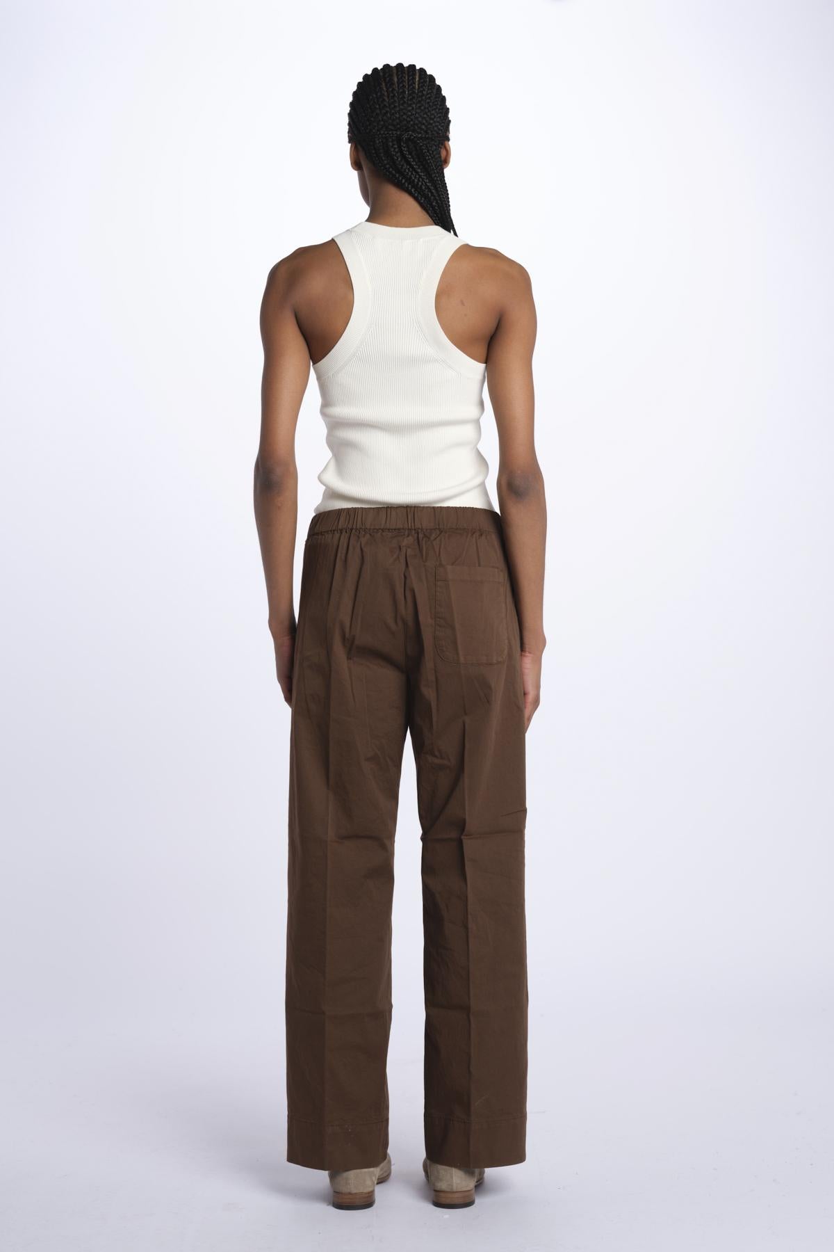 Pantalone PENSIL cotone con elastico PENSIL CHOCOLATE true avenue