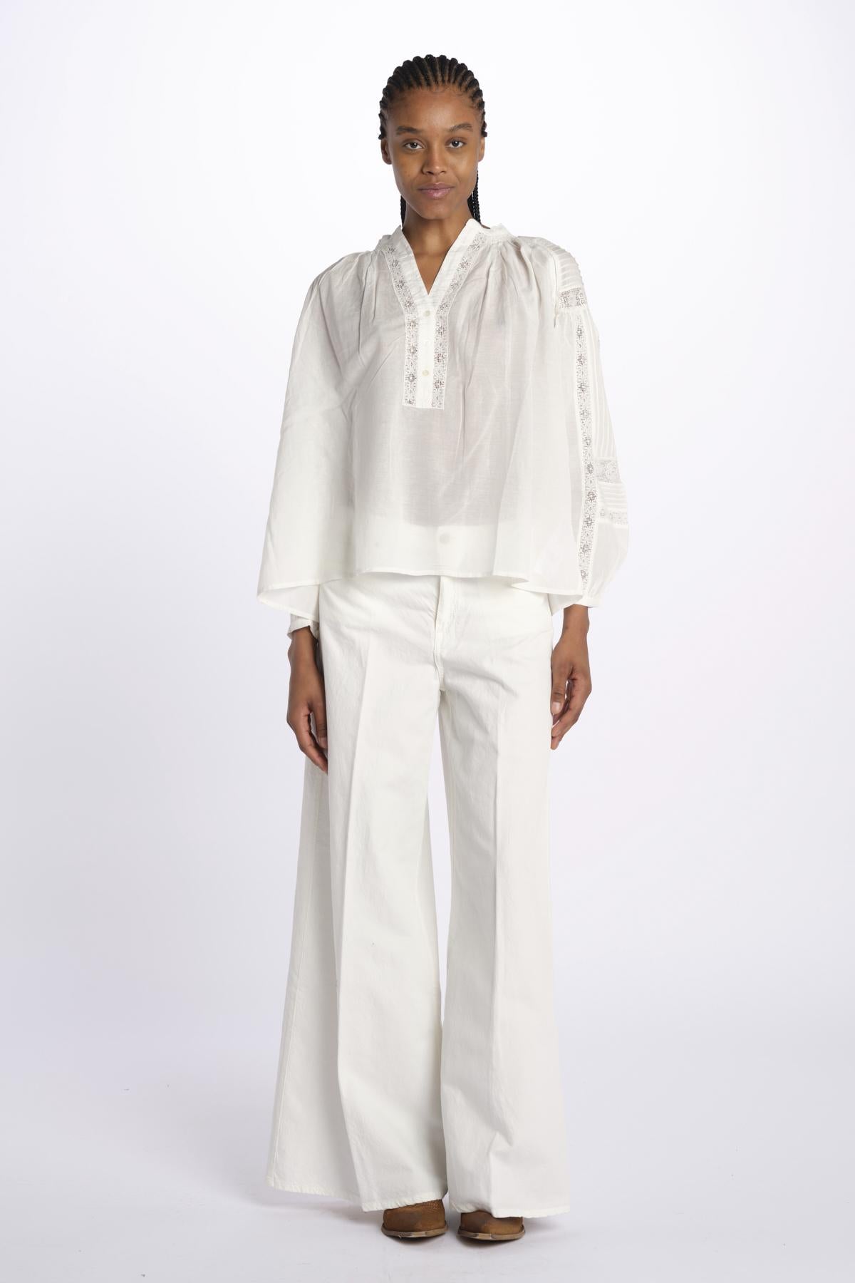 Camicia polo pizzo nervature NIPOA BLANC001 vanessa bruno