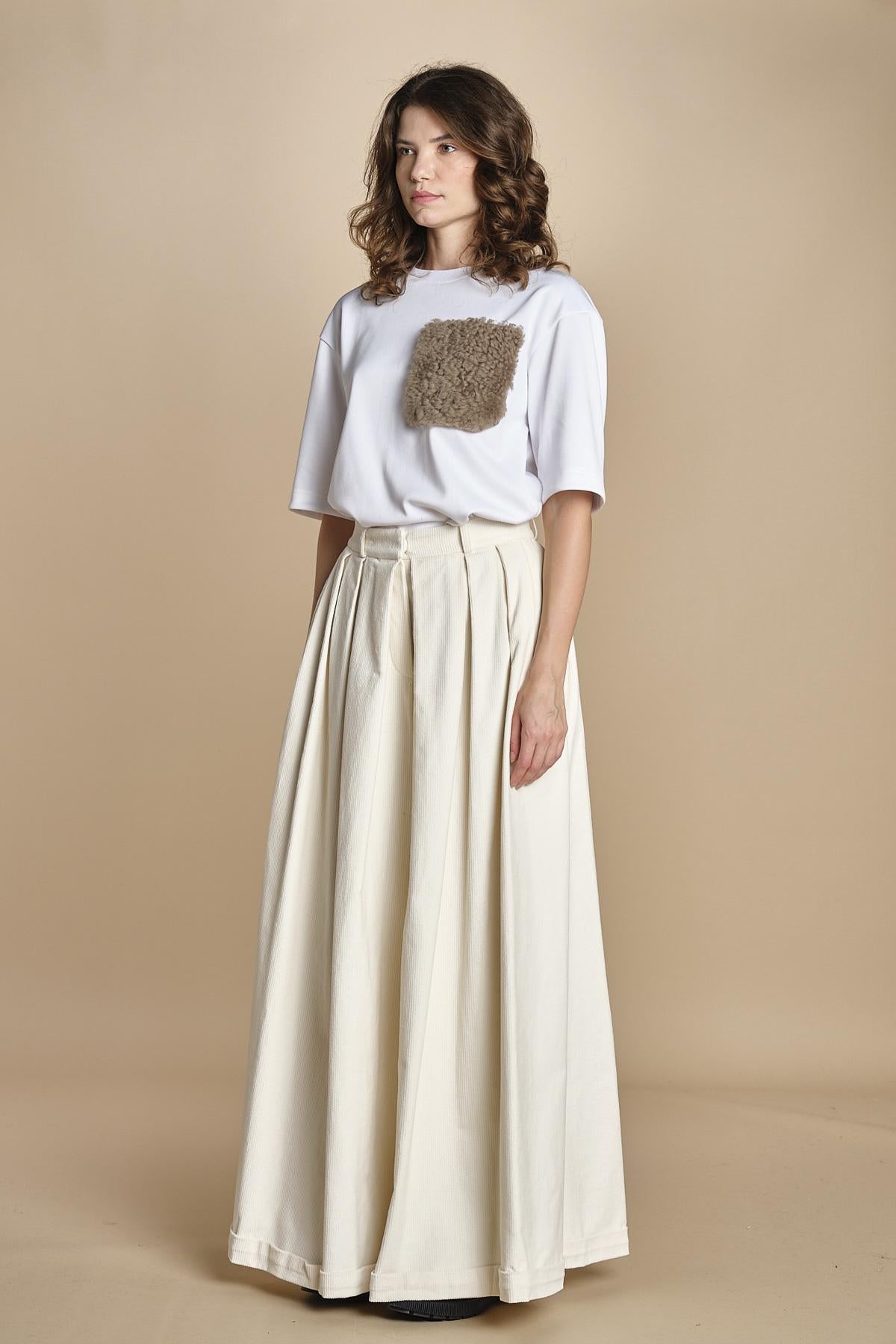 pantalone over in velluto BIRKIN MJD228_ATEX40 J0236 CREAM jejia