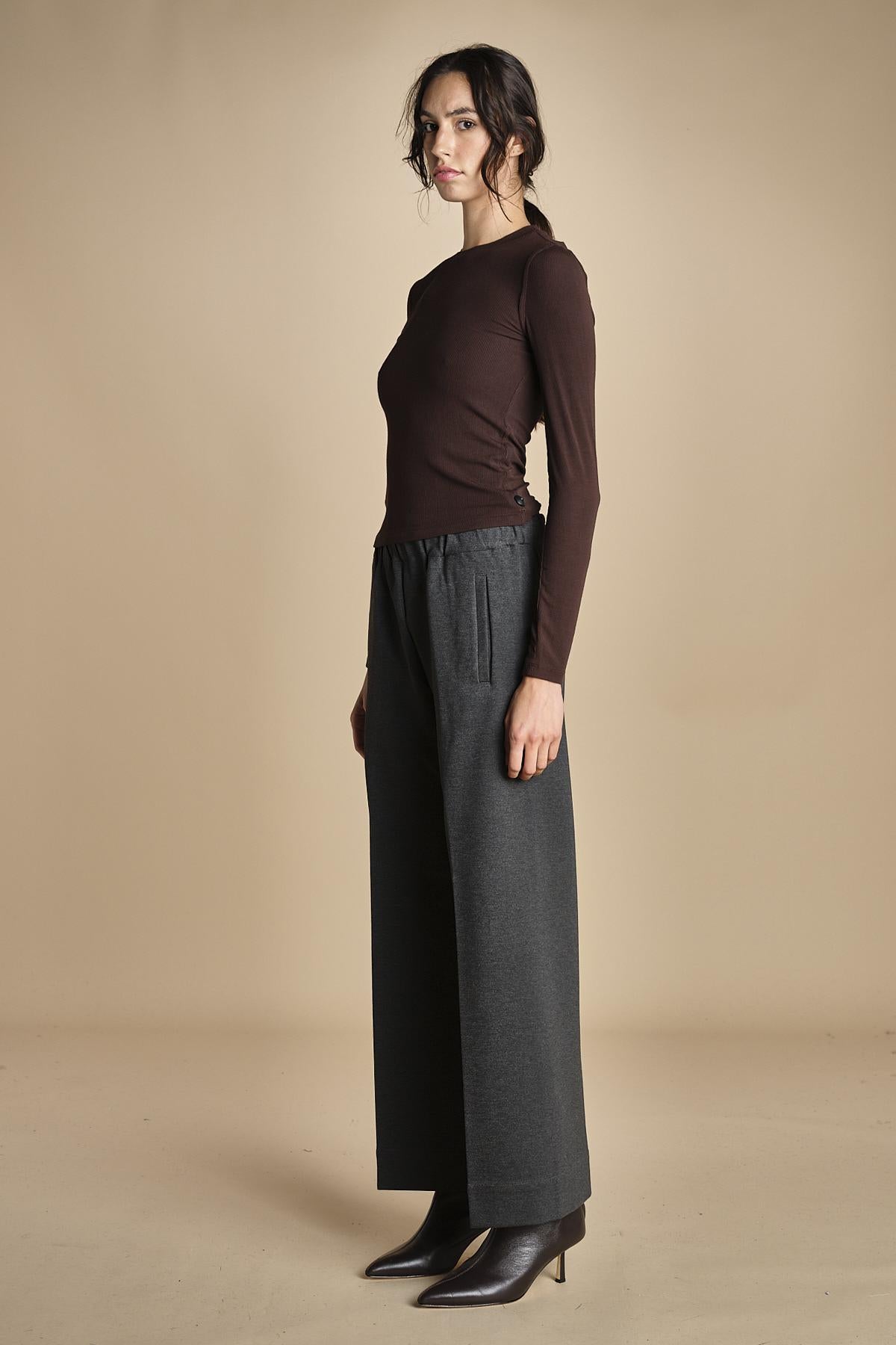 pantalone con elastico in punto milano PENSIL GREYPM true avenue