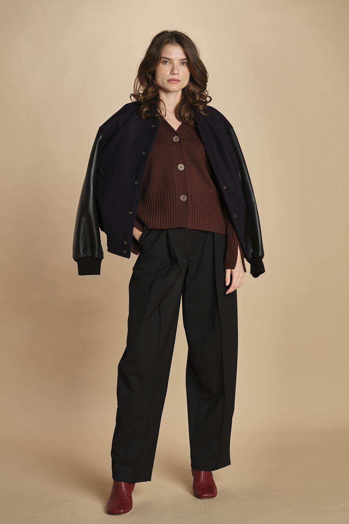 cardigan tre bottoni MIL4A24 25298 TESTA MORO milaura