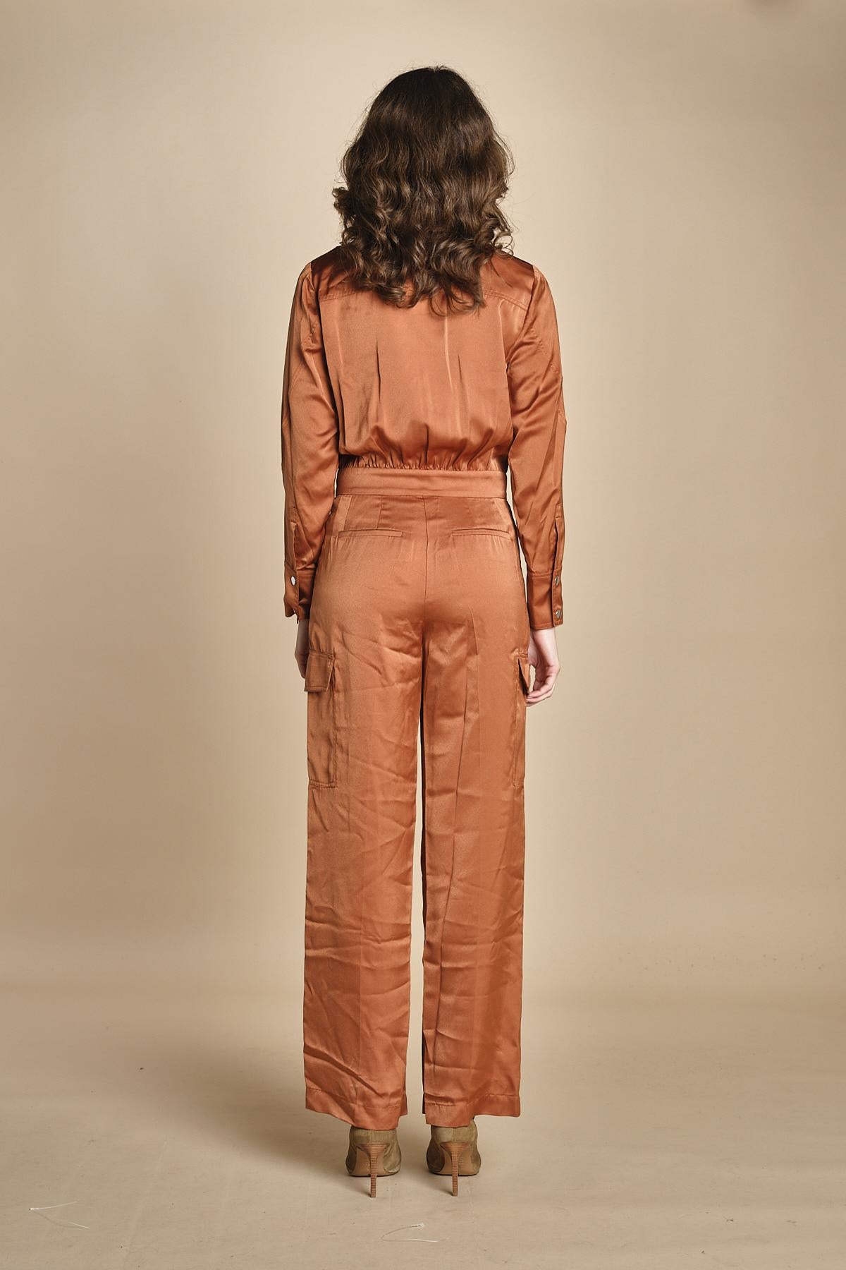 tuta in raso con zip CARMY PRALINE ba&sh
