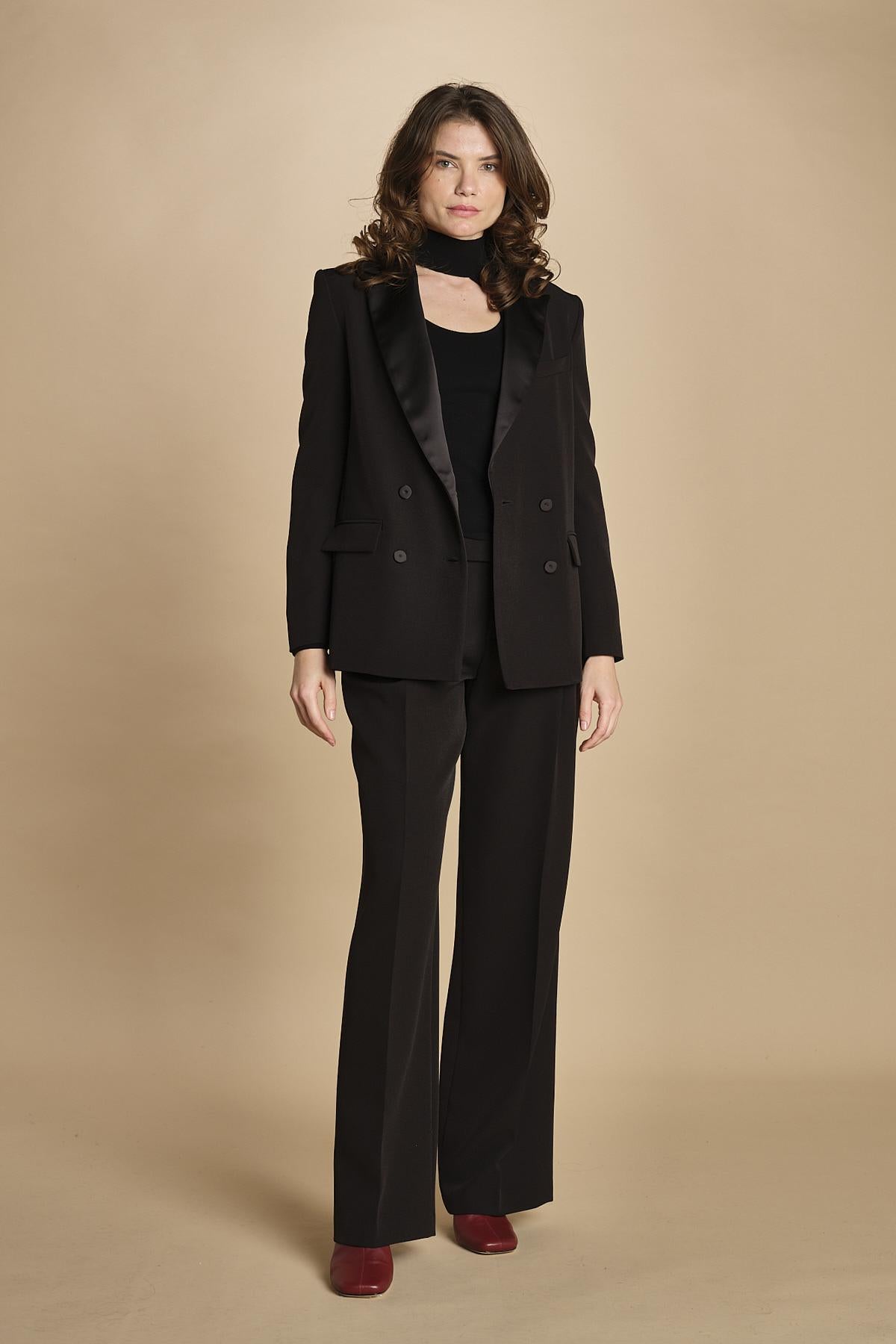 giacca doppipetto in cady 30303-313 NERO 29 federica tosi