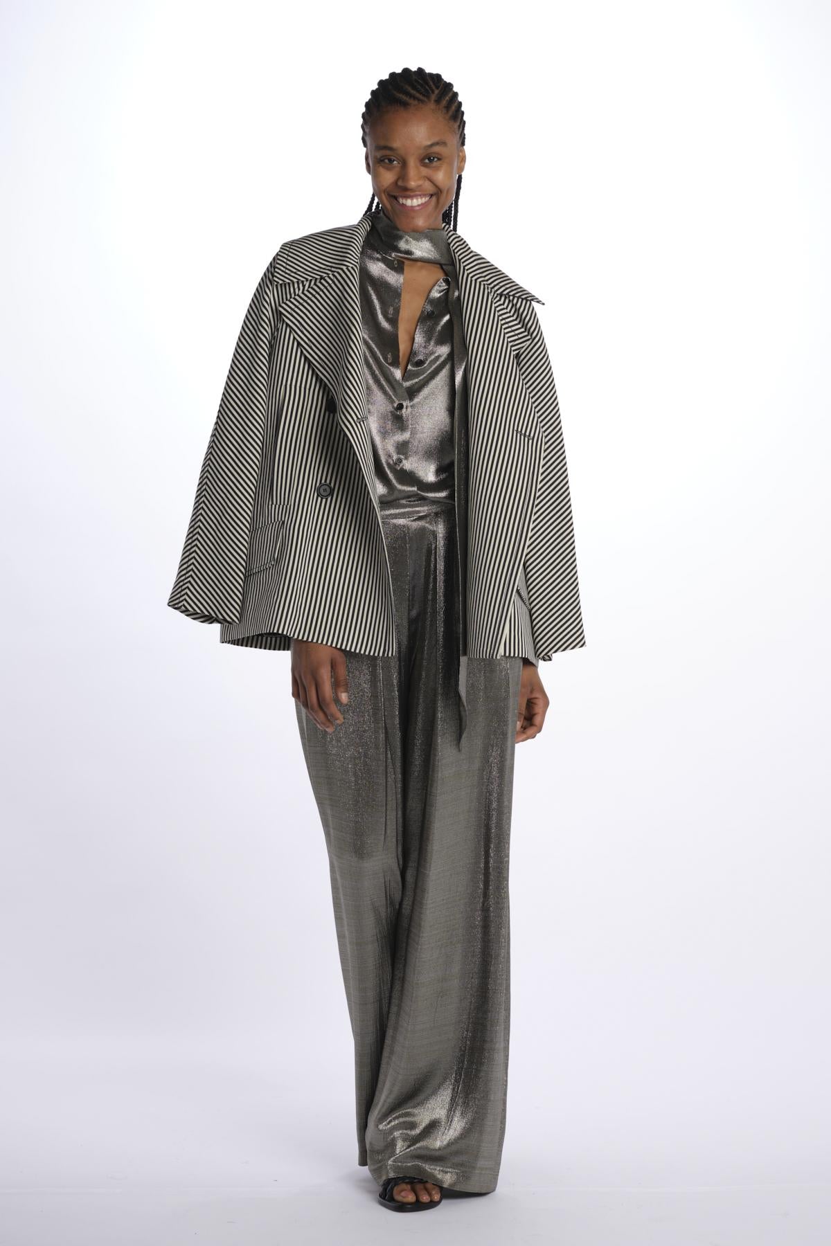 Camicia seta lurex E20FT12 SILVER martin grant