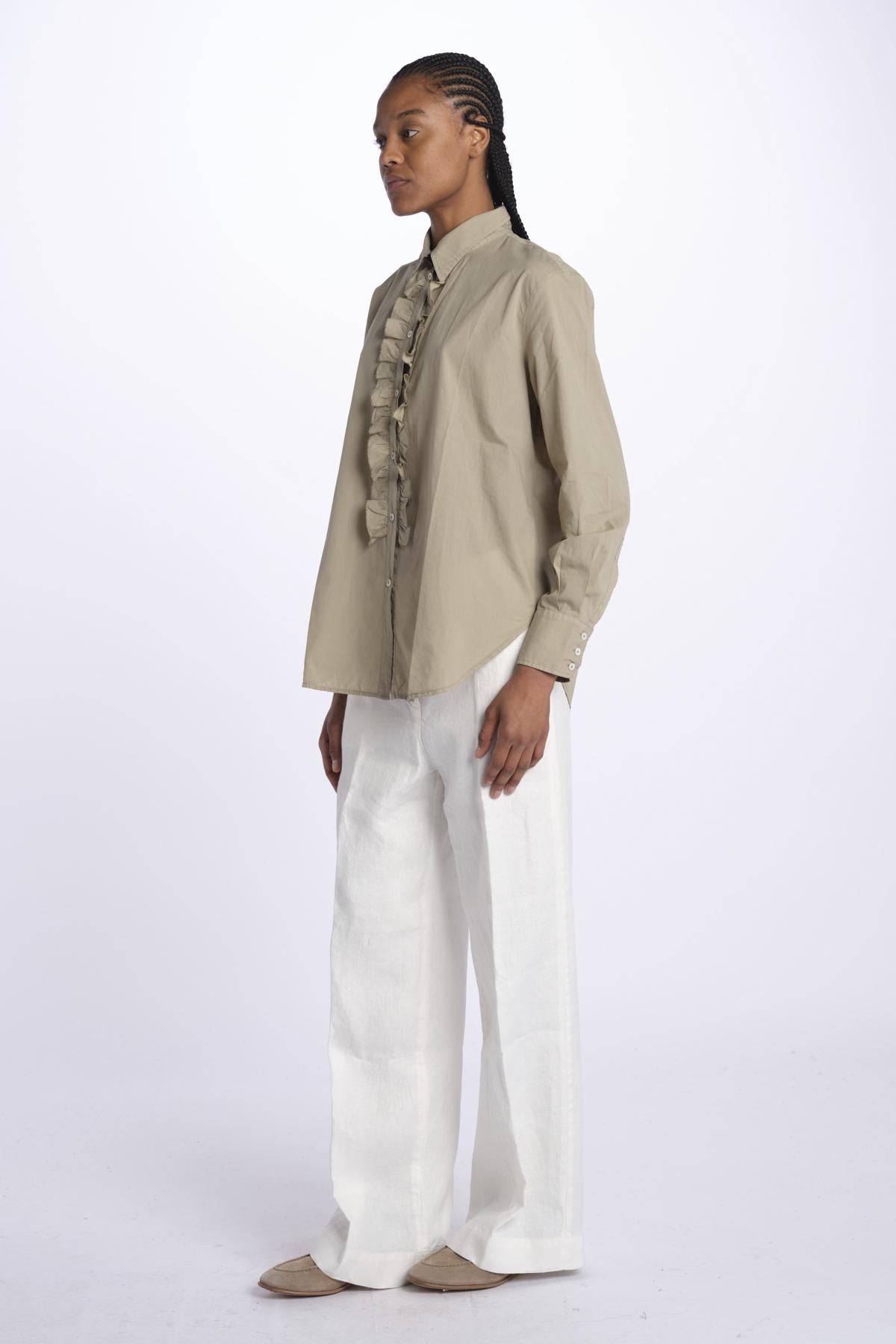 GEMMA camicia con rouches M27D0GEMMAT0278 FANGO massimo alba