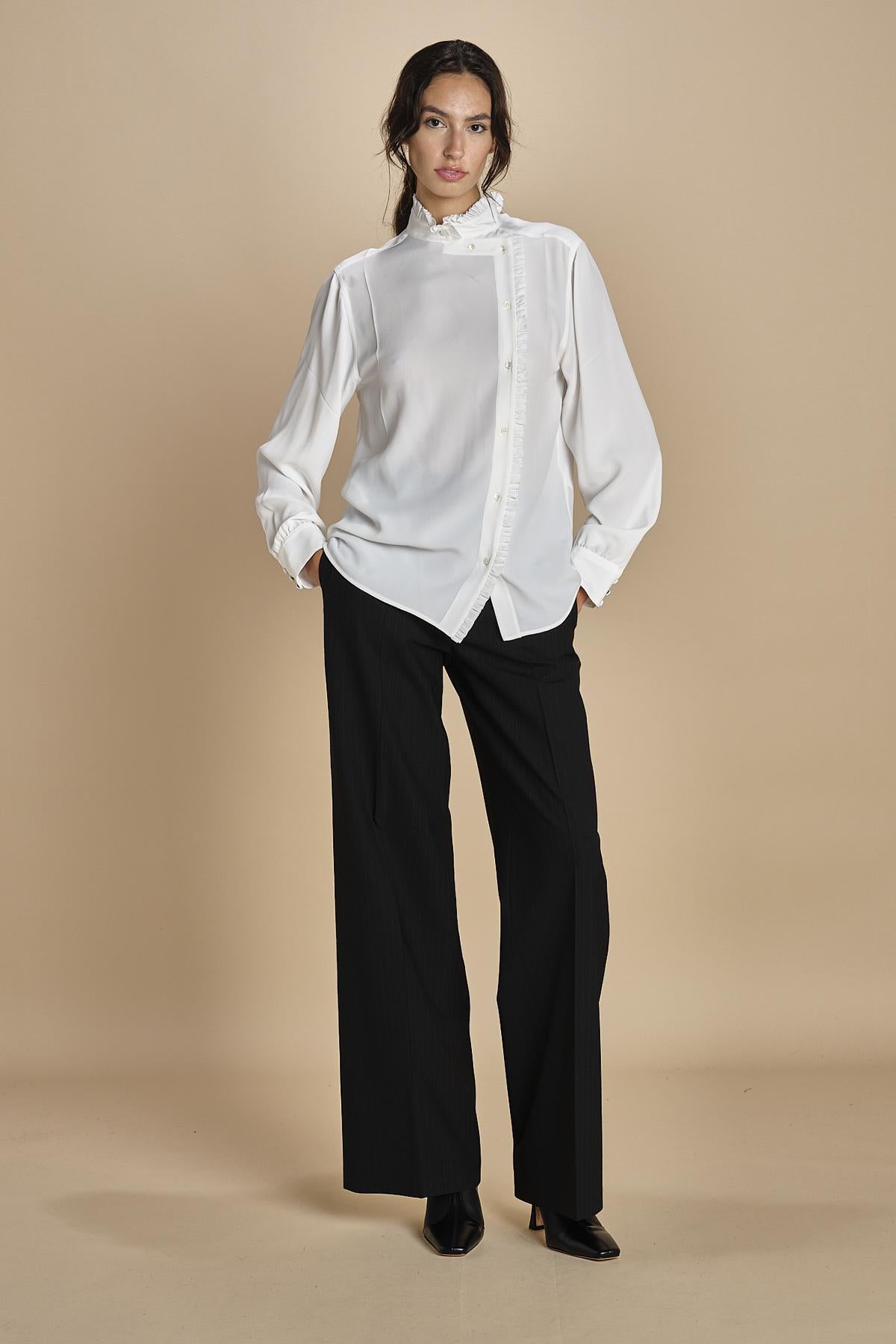 camicia in seta con rouches G0725111 1102 n21