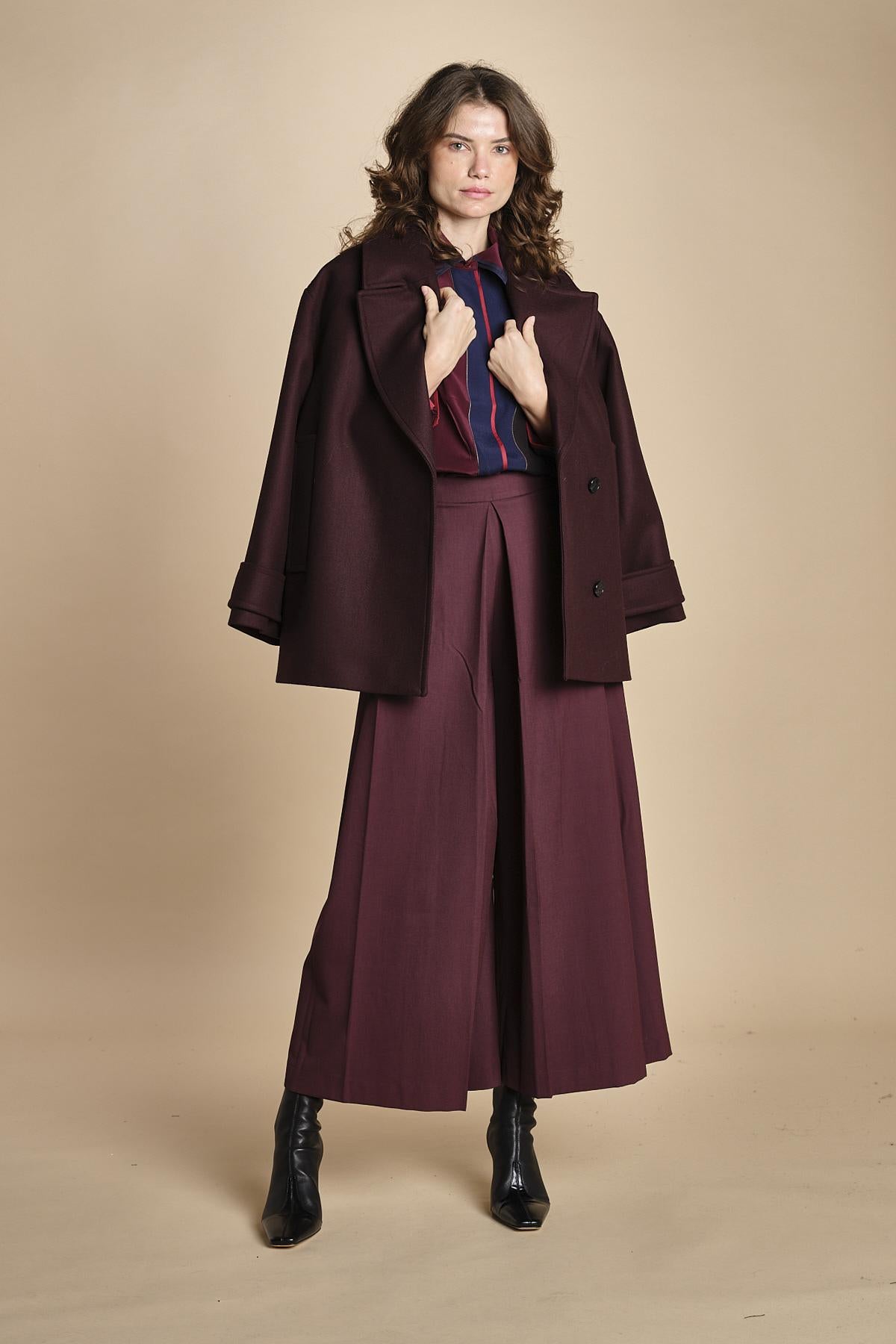 pantalone con sfondo piega BY_1779P BURGUNDI bodice