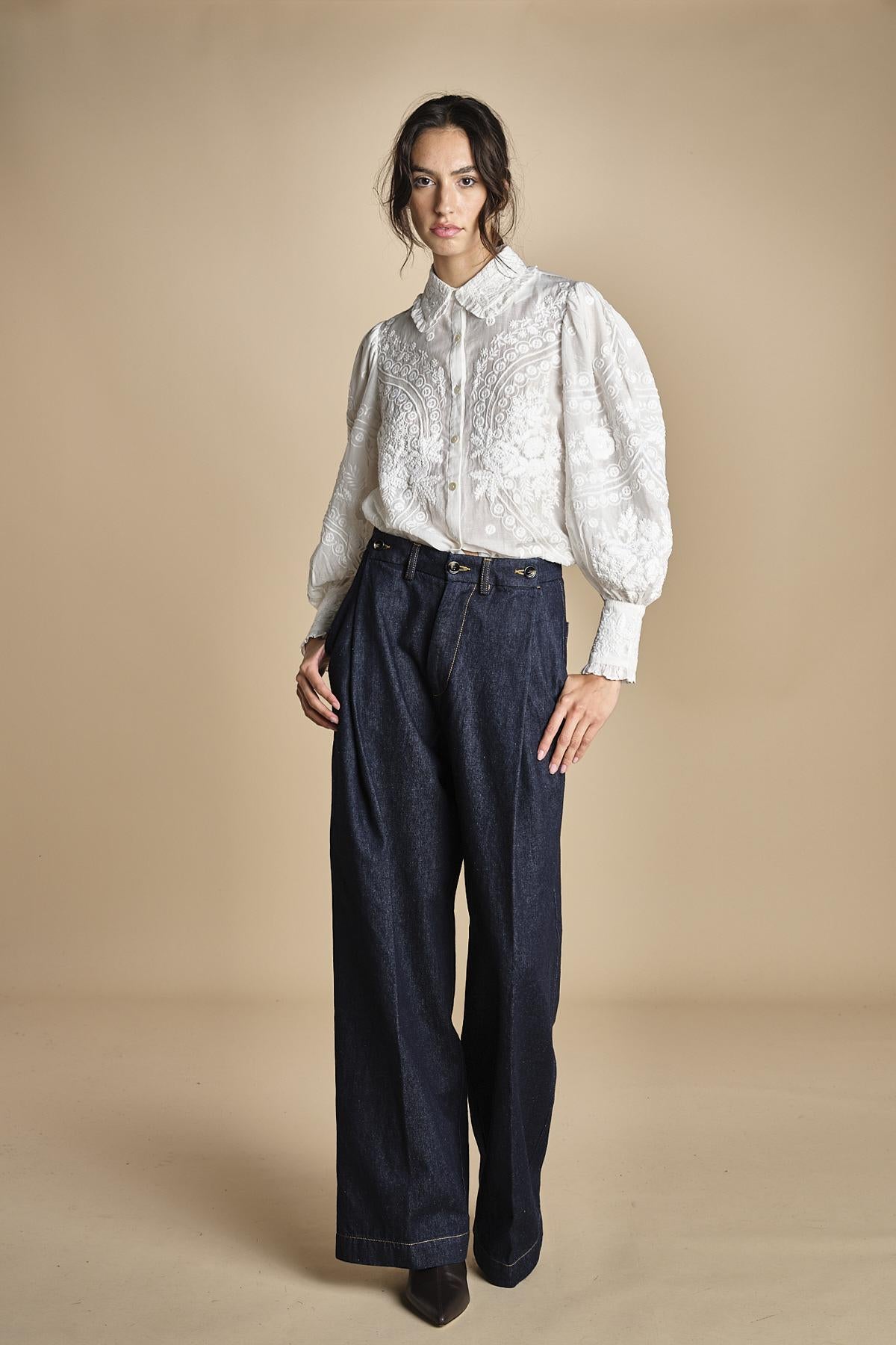 CHETNA TOP camicia maniche a palloncino CHETNA TOP SIMPLY WHITE scarlett poppies