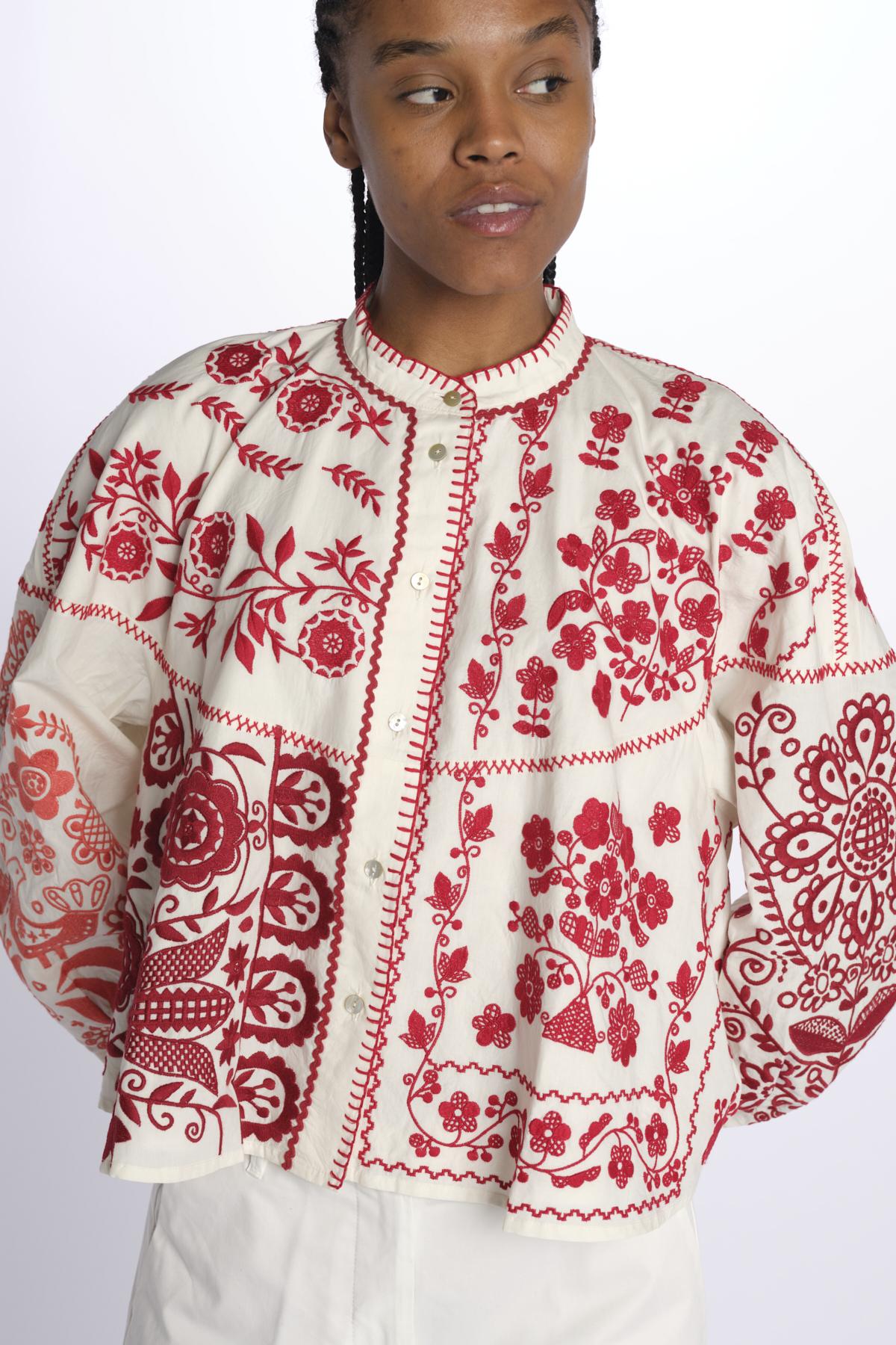 Giacca/camicia MAMIE ricamata MAMIE1BBL RED antik batik