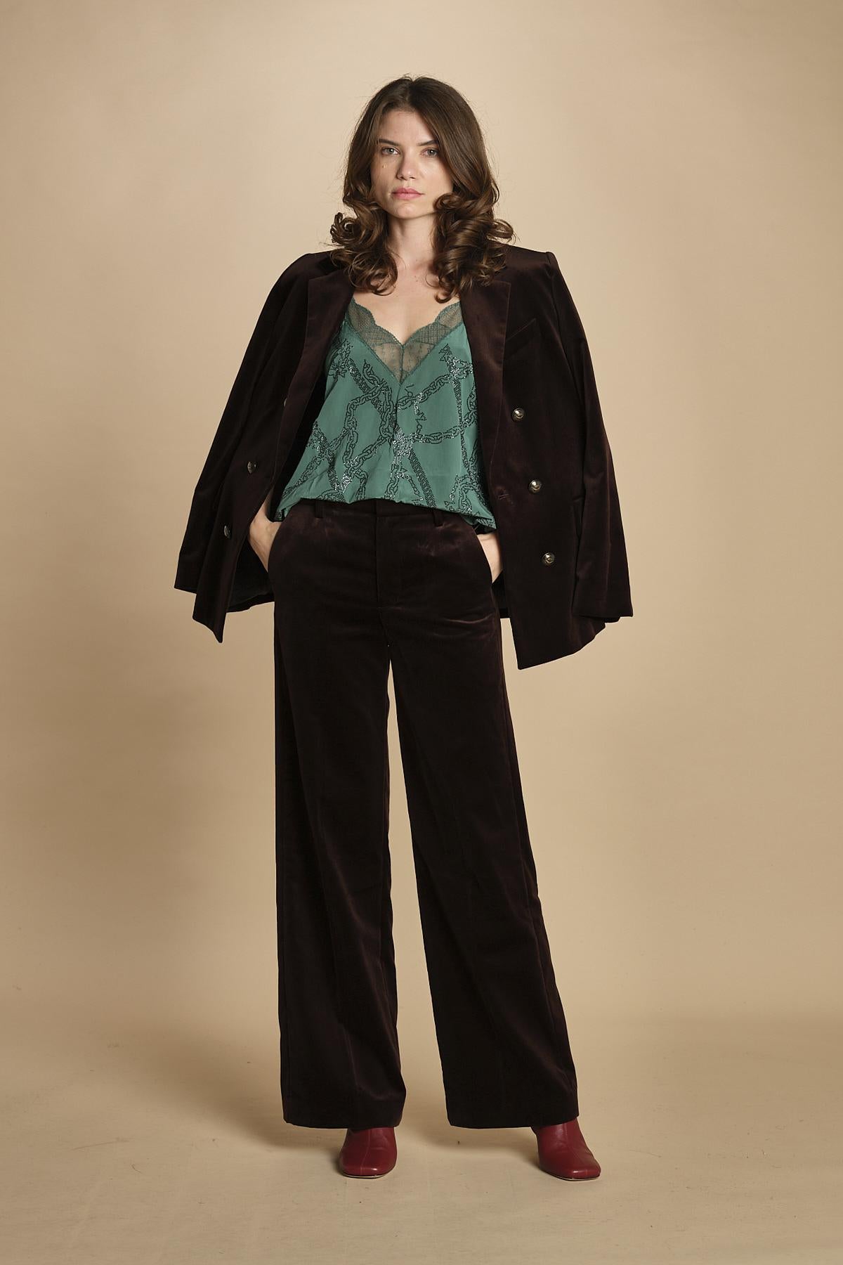 top con spalline sottili e strass. WWCR01310 EMERALD zadig & voltaire