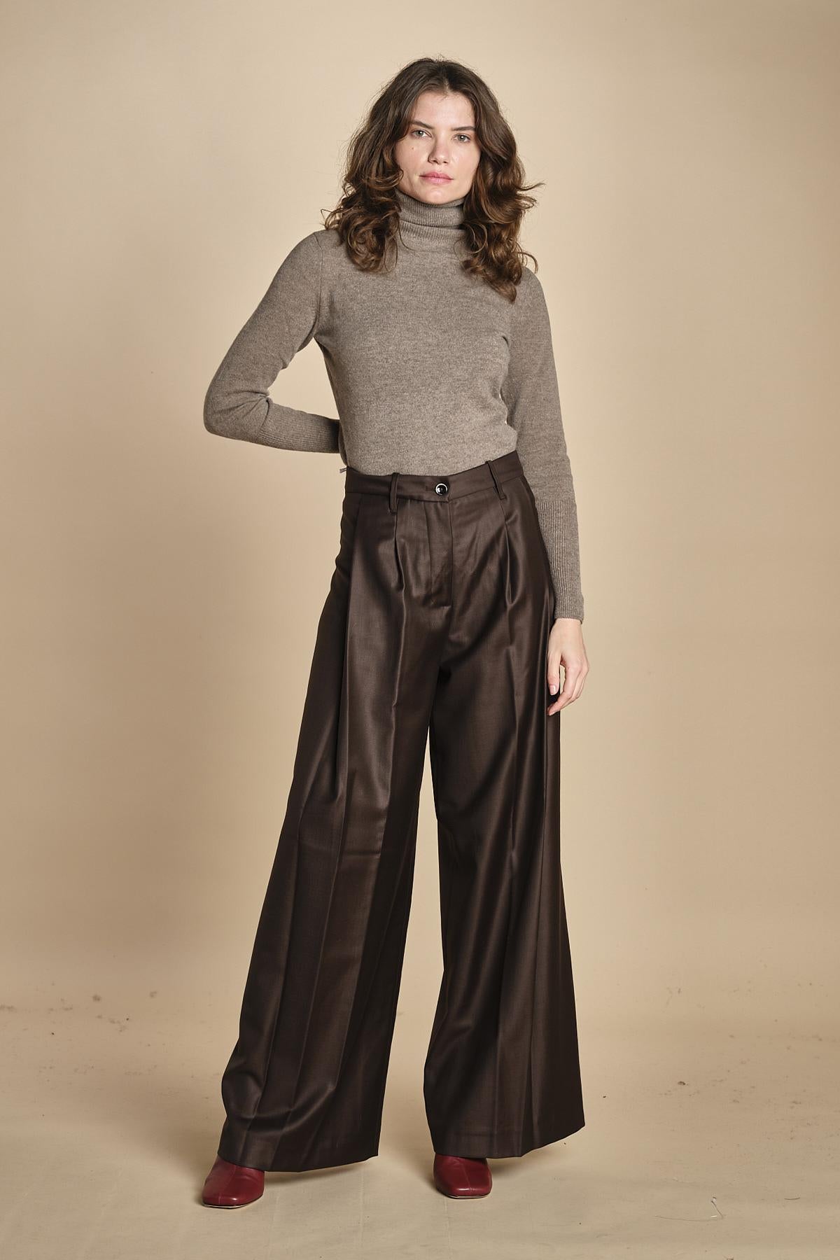 pantalone due pinces lana e seta. PETRA PE80 MORO nine in the morning