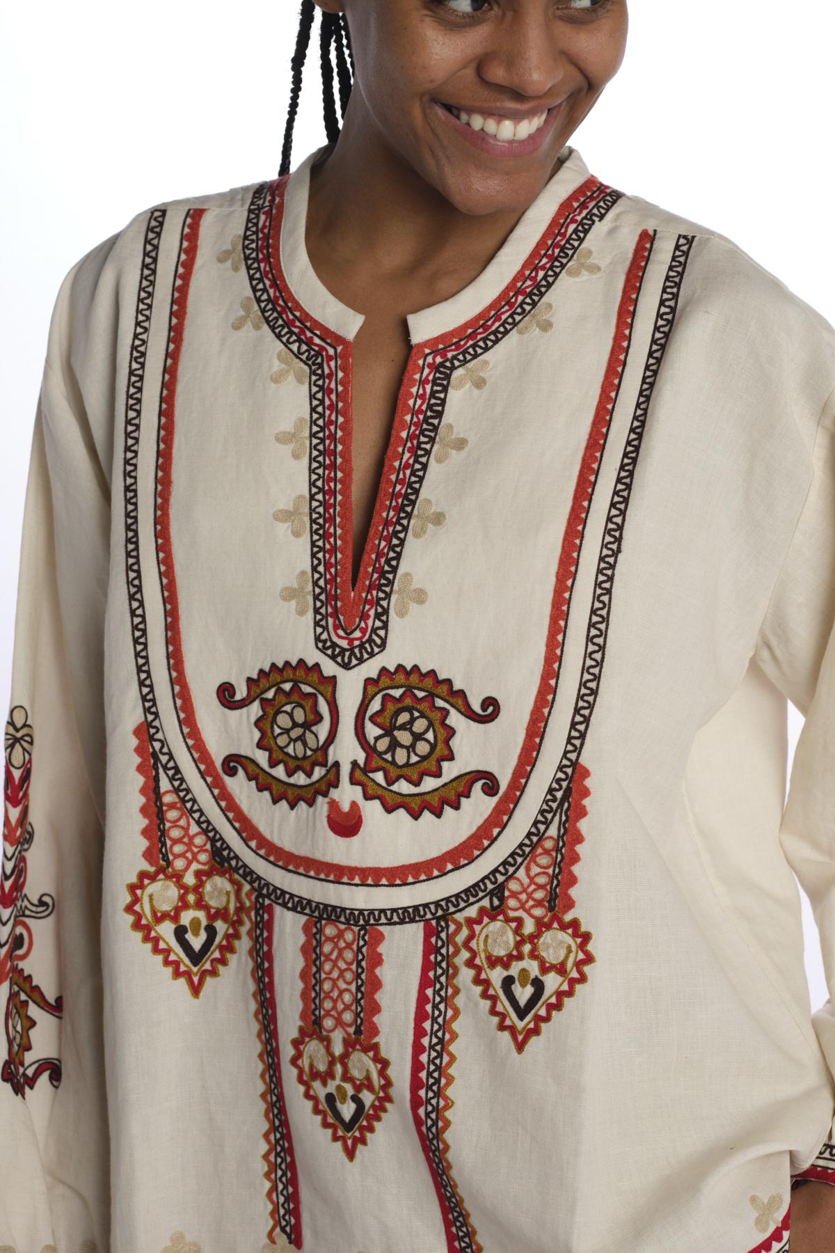 Camicia CINTHYA con ricamo plastron CINTHYA OFFWHITE fortela