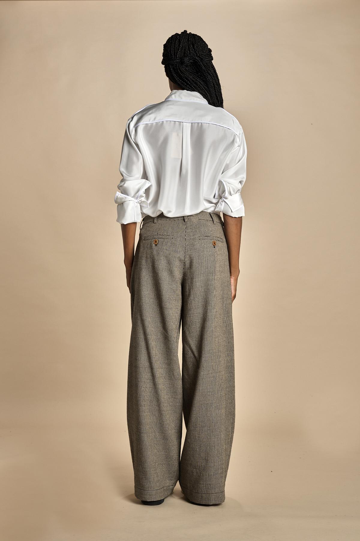 KATHERINE pantaloni piede de poule con pinces MJD217_A0CW16 BLK BRWN jejia