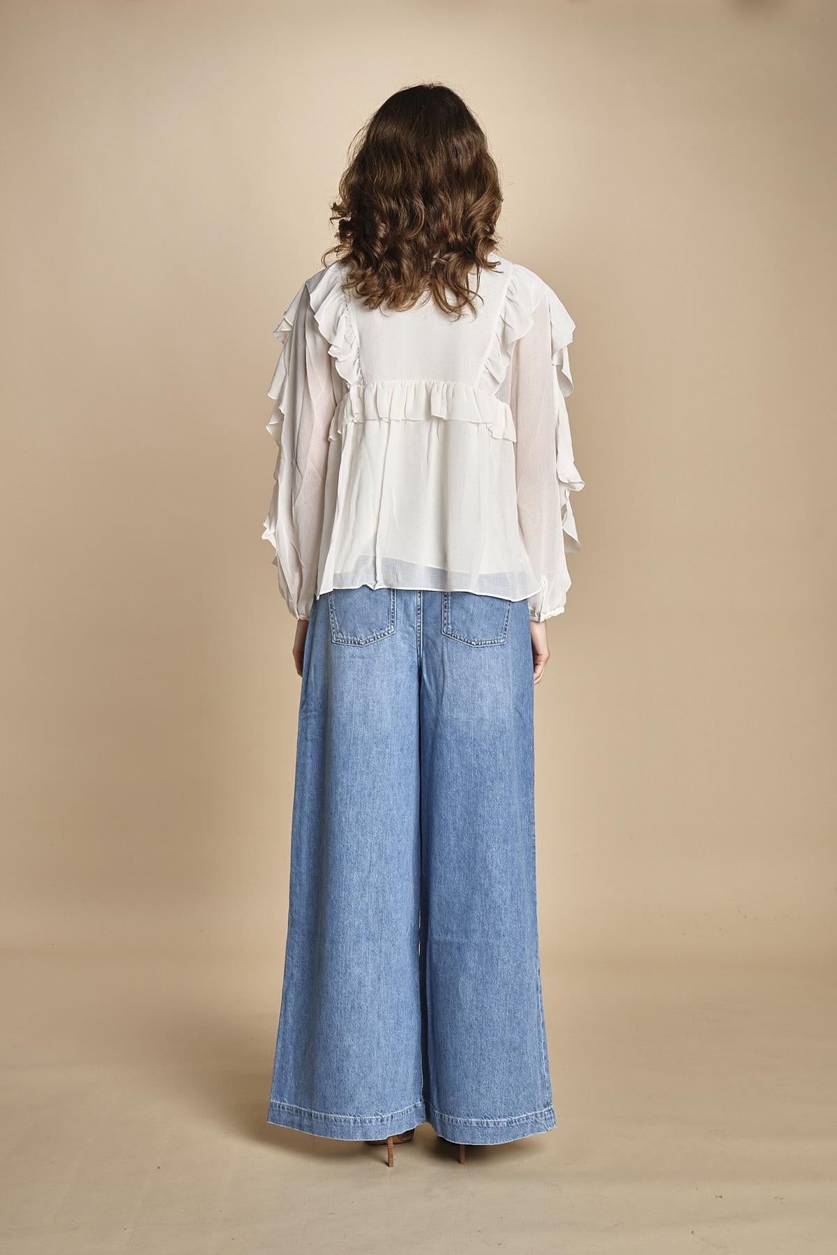 camicia con rouches NILS ECRU ba&sh