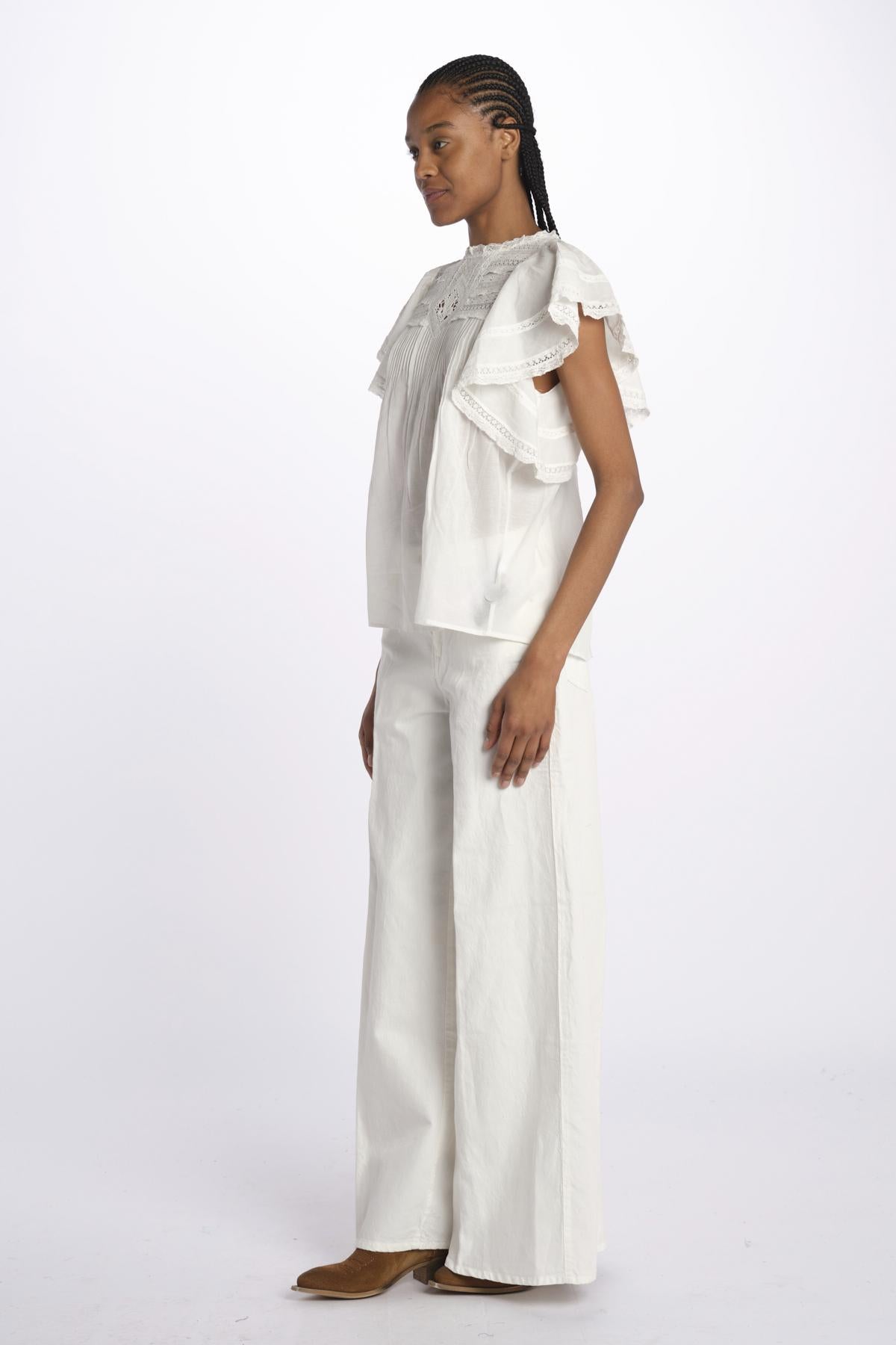 Top CALISSON pizzo con rouches CALISSON BLANC vanessa bruno