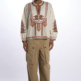 Camicia CINTHYA con ricamo plastron CINTHYA OFFWHITE fortela