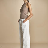pantalone in velluto cropped ZELDA IVORY true avenue