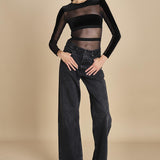 body  in velluto e tulle a righe GO FOR IT BLACK undress code