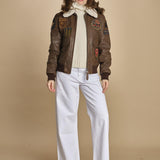 bomber montone più patch aviatore. LCAVIATORBD BROWN schott