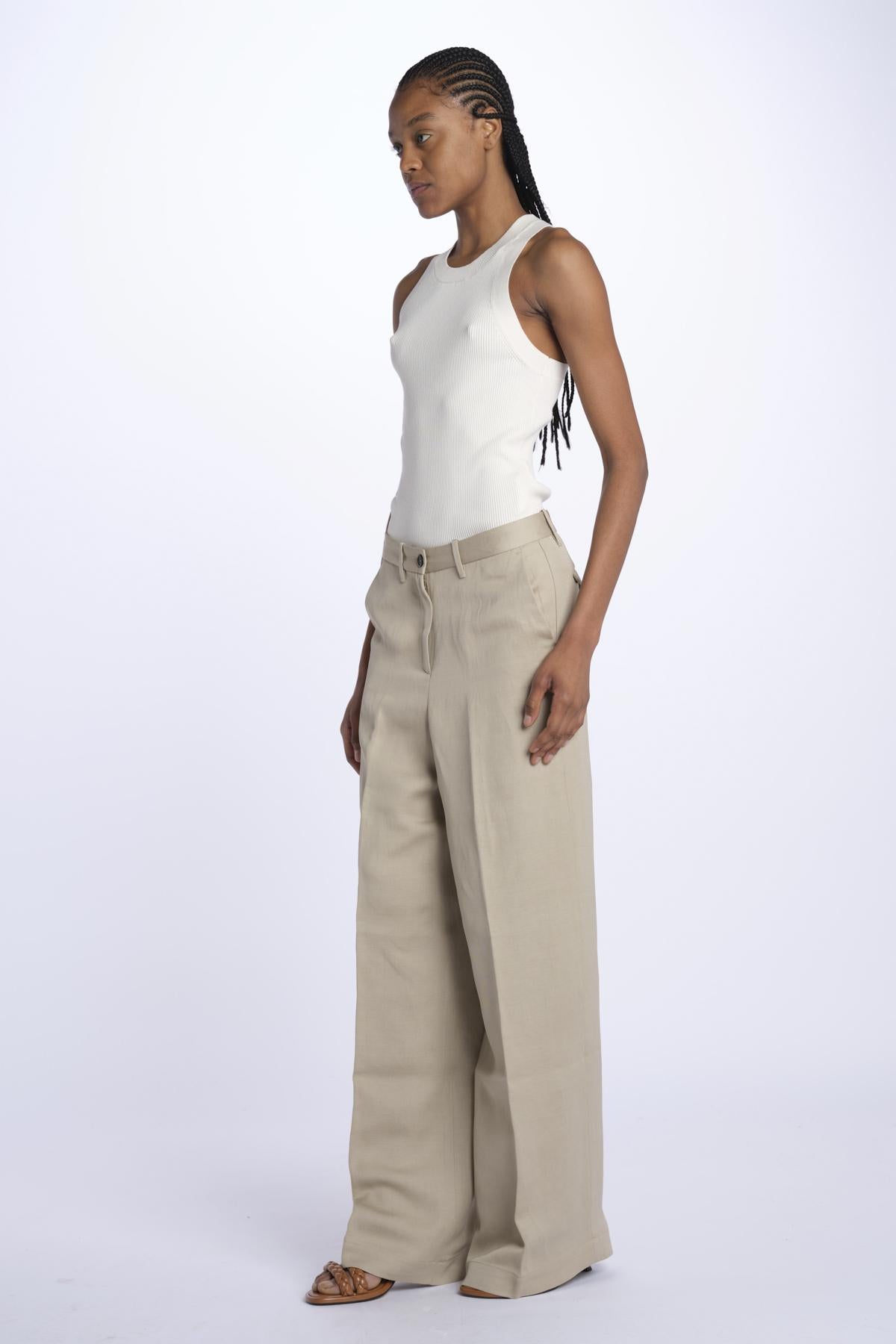 Pantalone KAREN dritto misto lino KAREN KRN27 SABBIA nine in the morning