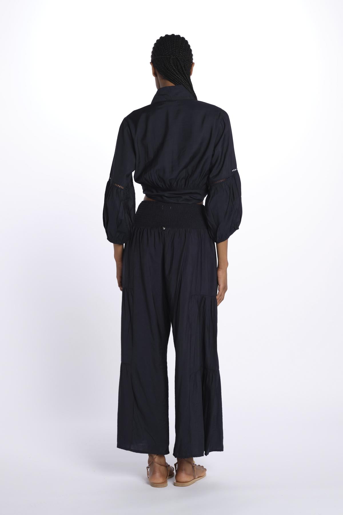 MARIA top con nodo e maniche lunghe MARIA INDIGO laraethnics
