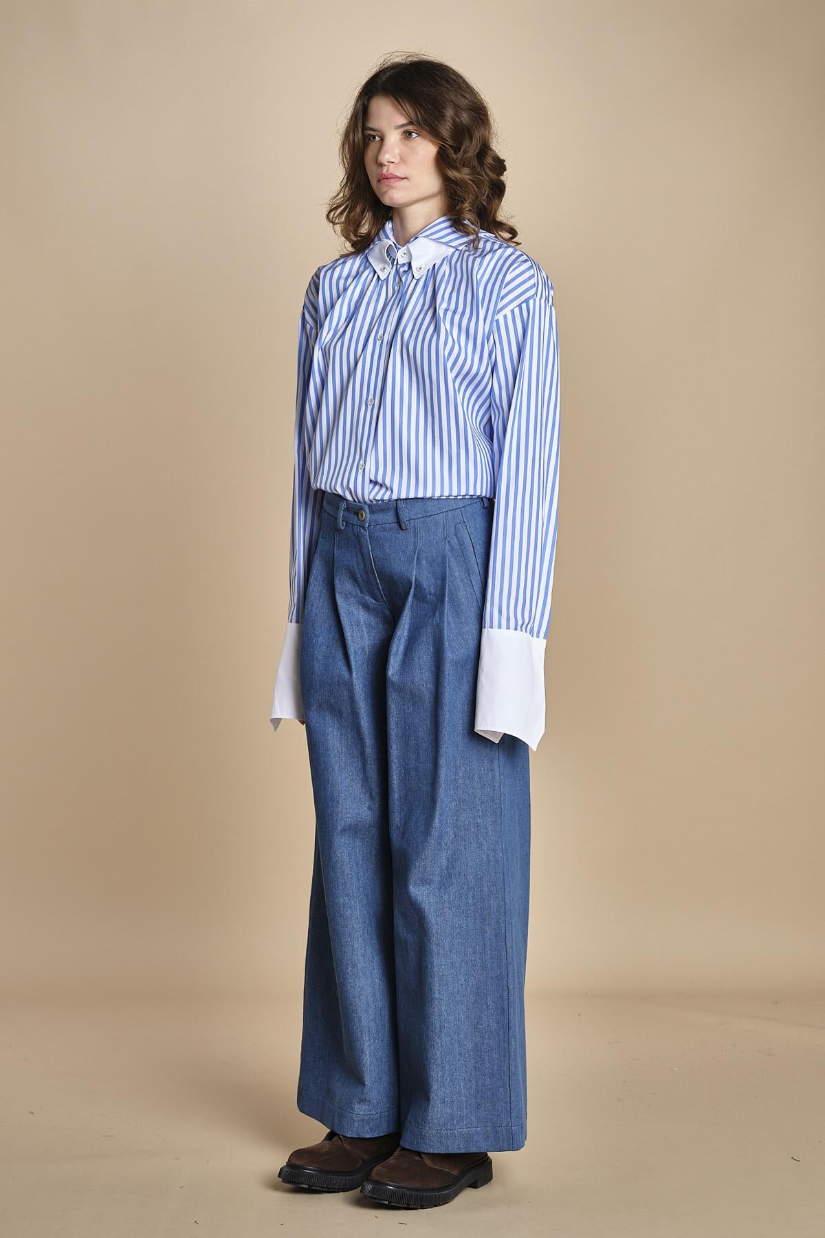pantalone in denim con pinces KATHERINE MJD217_ATEX45 J0051 BLUE DENIM jejia