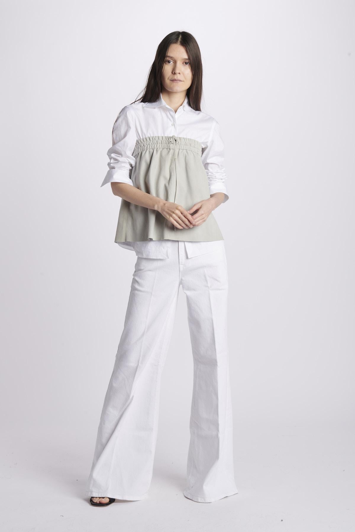 Top camoscio coulisse MIL046 BEIGE CHIARO milaura