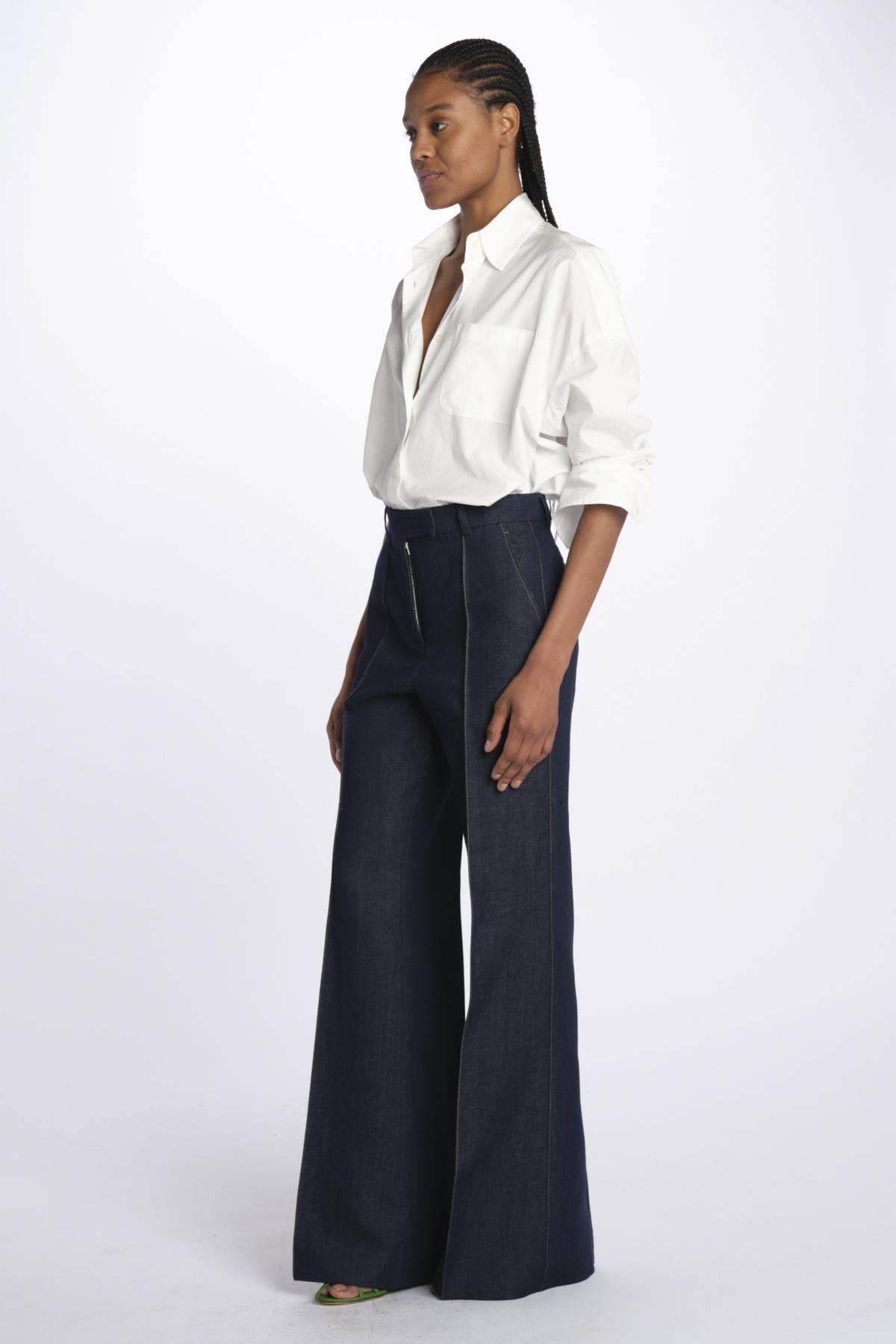 Pantalone OTTAVIA denim dritto nervature OTTAVIA673855 612 quelledue