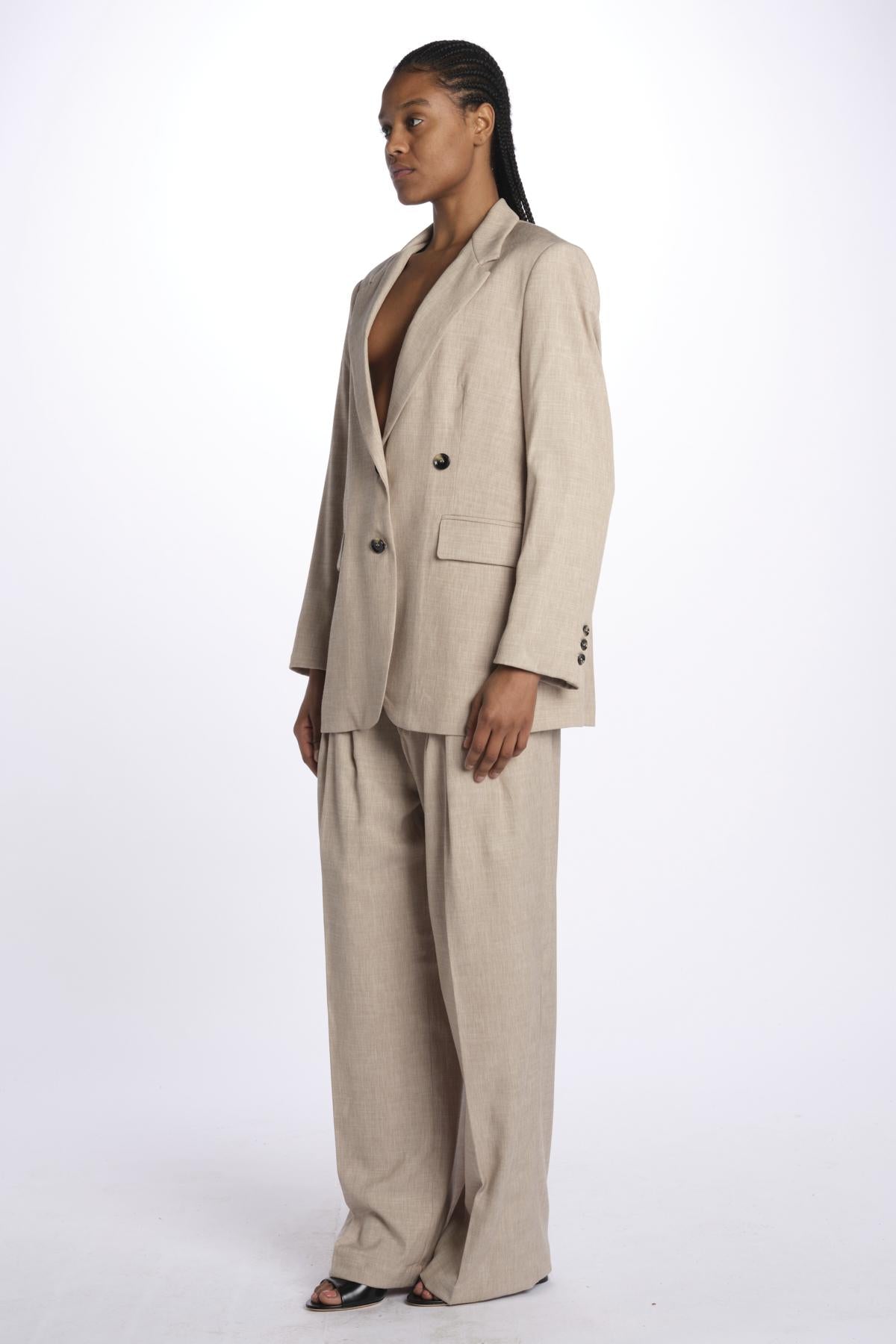 Giacca VALE doppio petto gessata VALE KHAKI true avenue