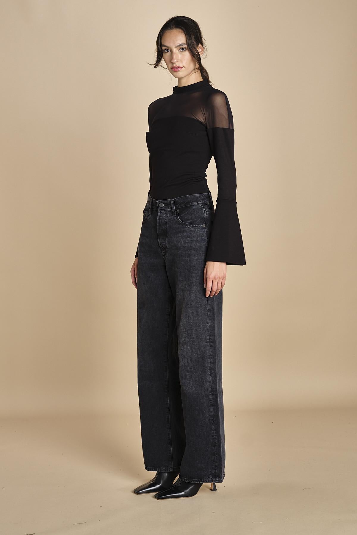 body manica lunga in jersey e tulle MY MUSE BLACK undress code