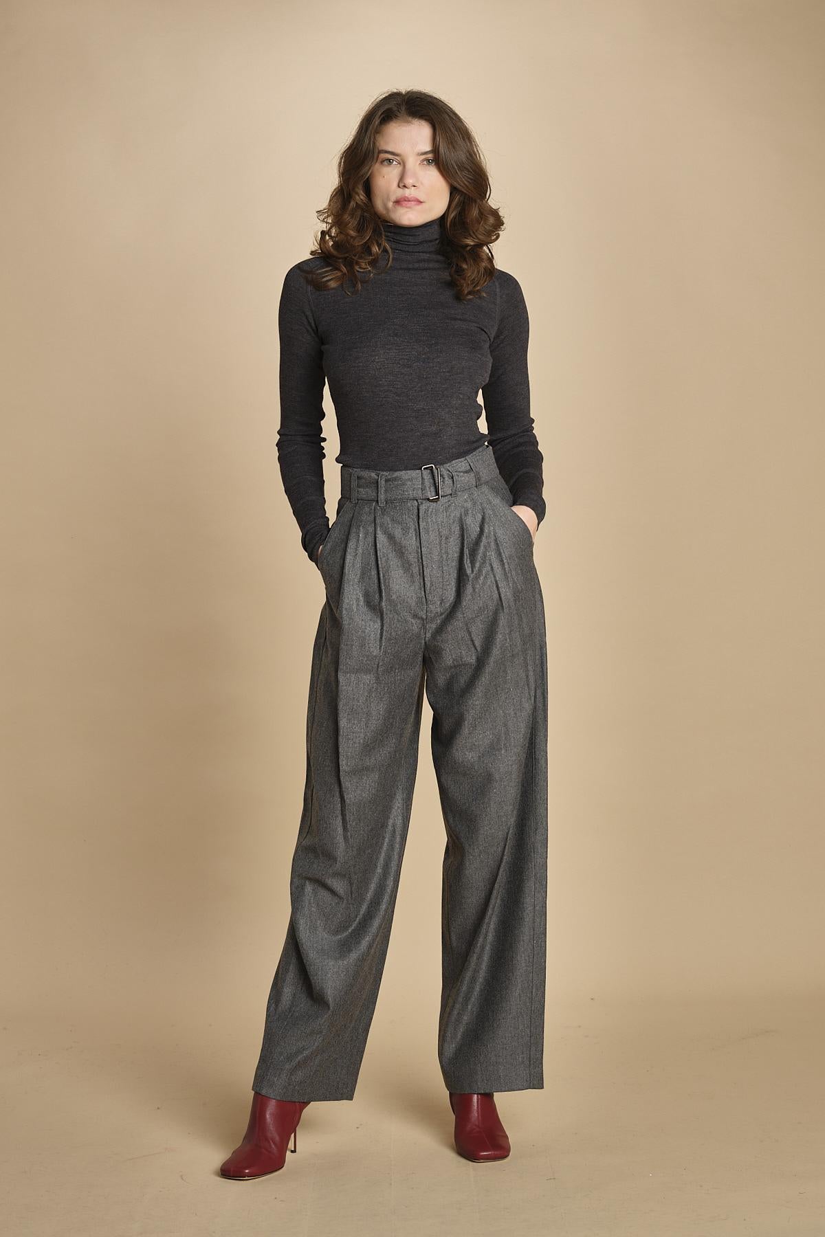 pantalone con due pinces occhio di perenice. PAN0173 GRI0125W soeur