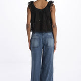 MARJA embroidert flutter tank E118 BLACK sea ny