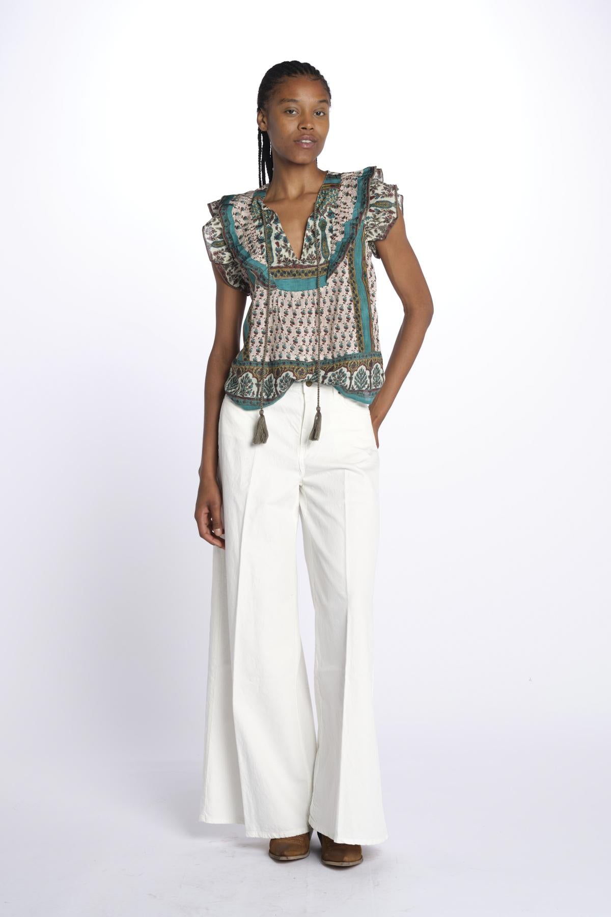 Top DEVI stampato con rouches 6499301 MULTI m.a.b.e.