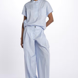 Pant PETRA 2 pinces popeline PETRA PE66 AZZURRO nine in the morning