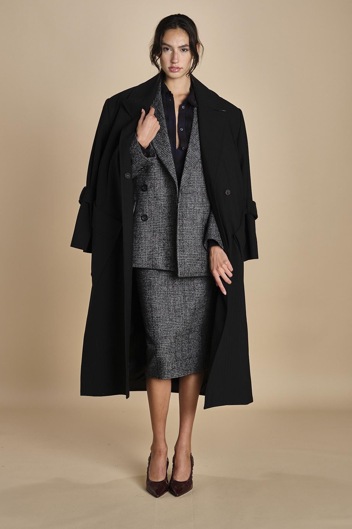 L062 blazer over gessato L031-3092-Q911 NERO_BIANCO n21