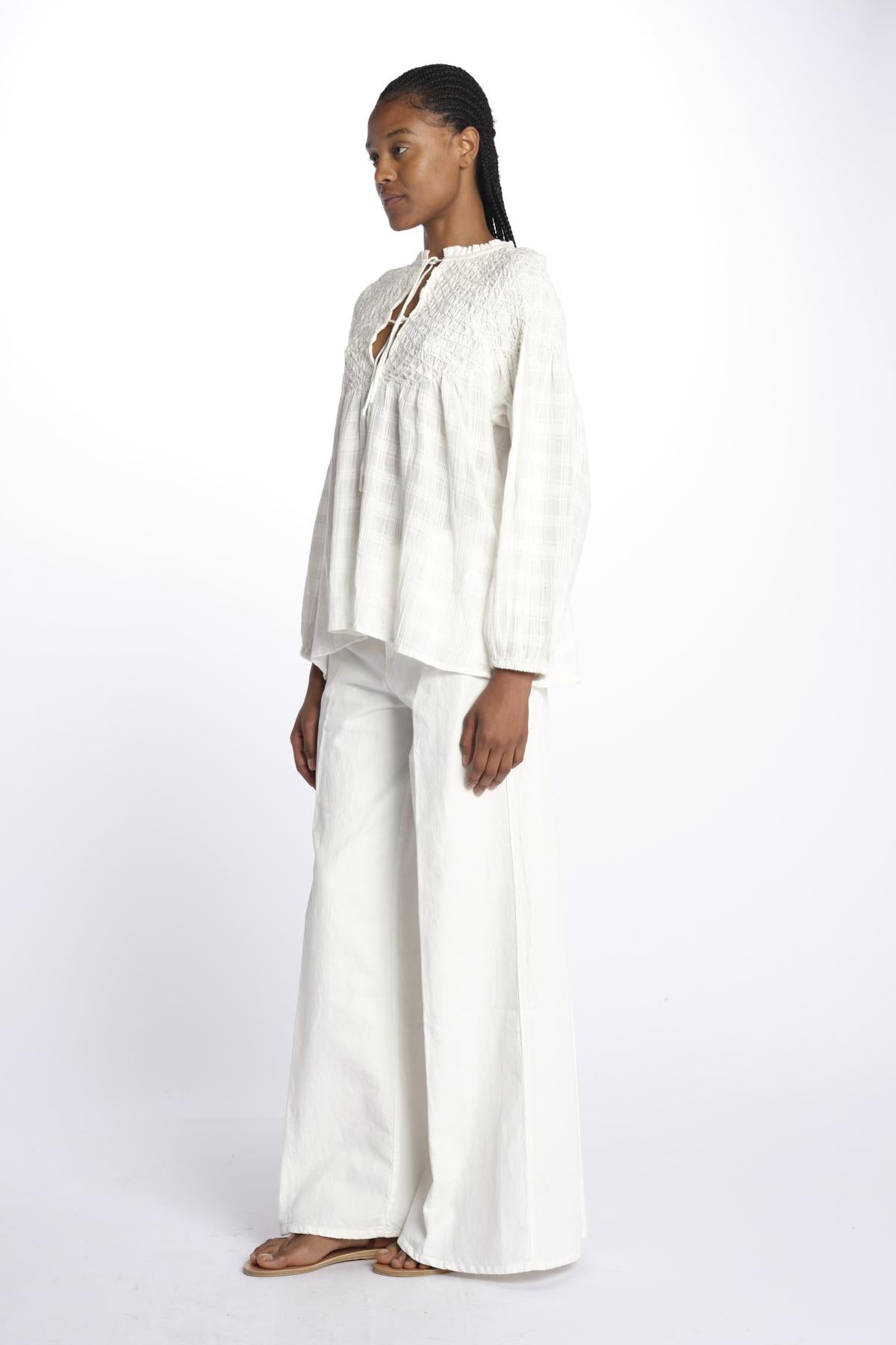 NICOLETTA camicia ricami rombi B0134 SNOW louise misha