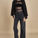 body  in velluto e tulle a righe GO FOR IT BLACK undress code