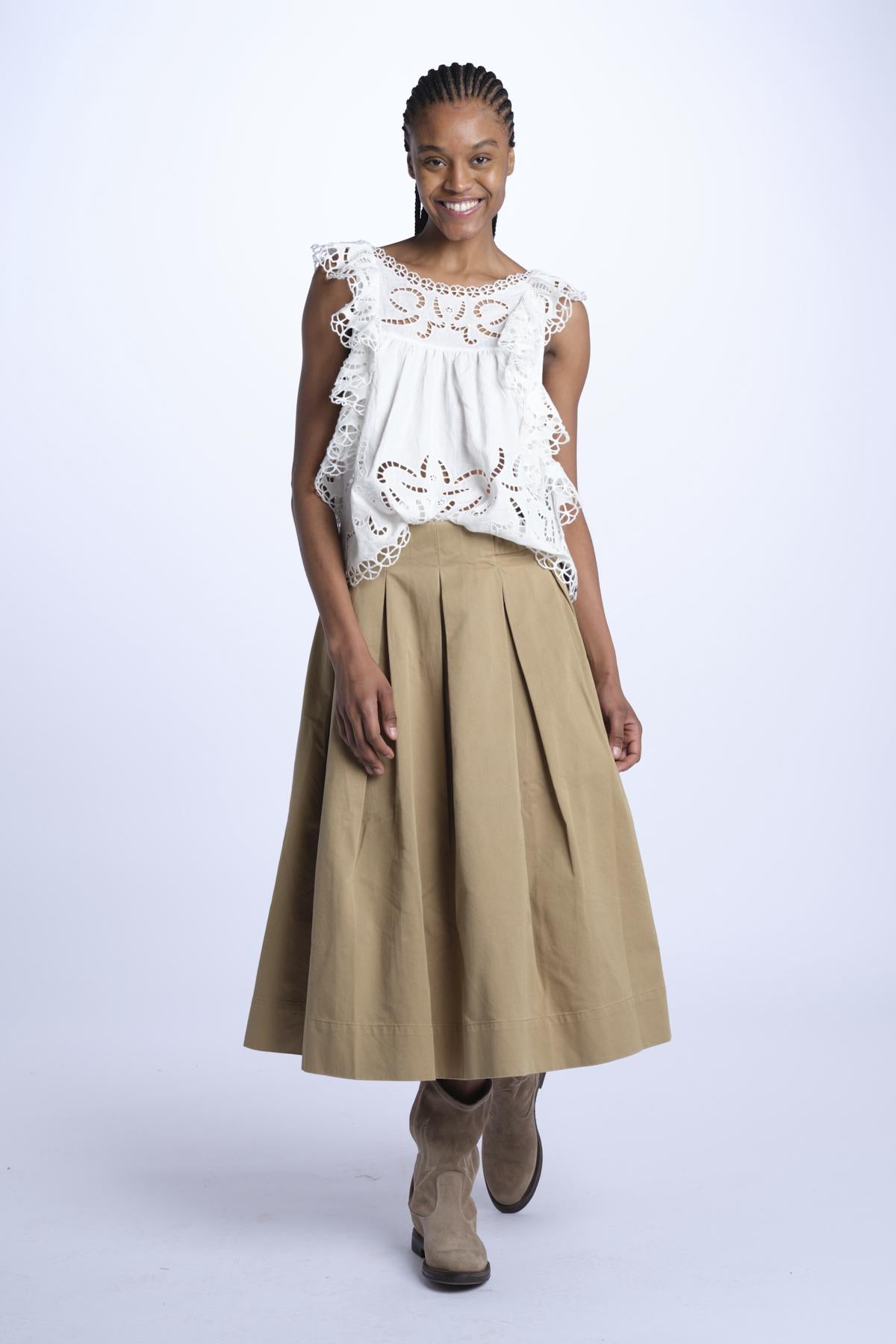 Gonna CAROLINA pieghe bicolore 077 CHINO sea ny