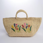 MIZO borsa shopping con fiori ricamati 01BG535 ECRU bagatelle france