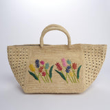 MIZO borsa shopping con fiori ricamati 01BG535 ECRU bagatelle france